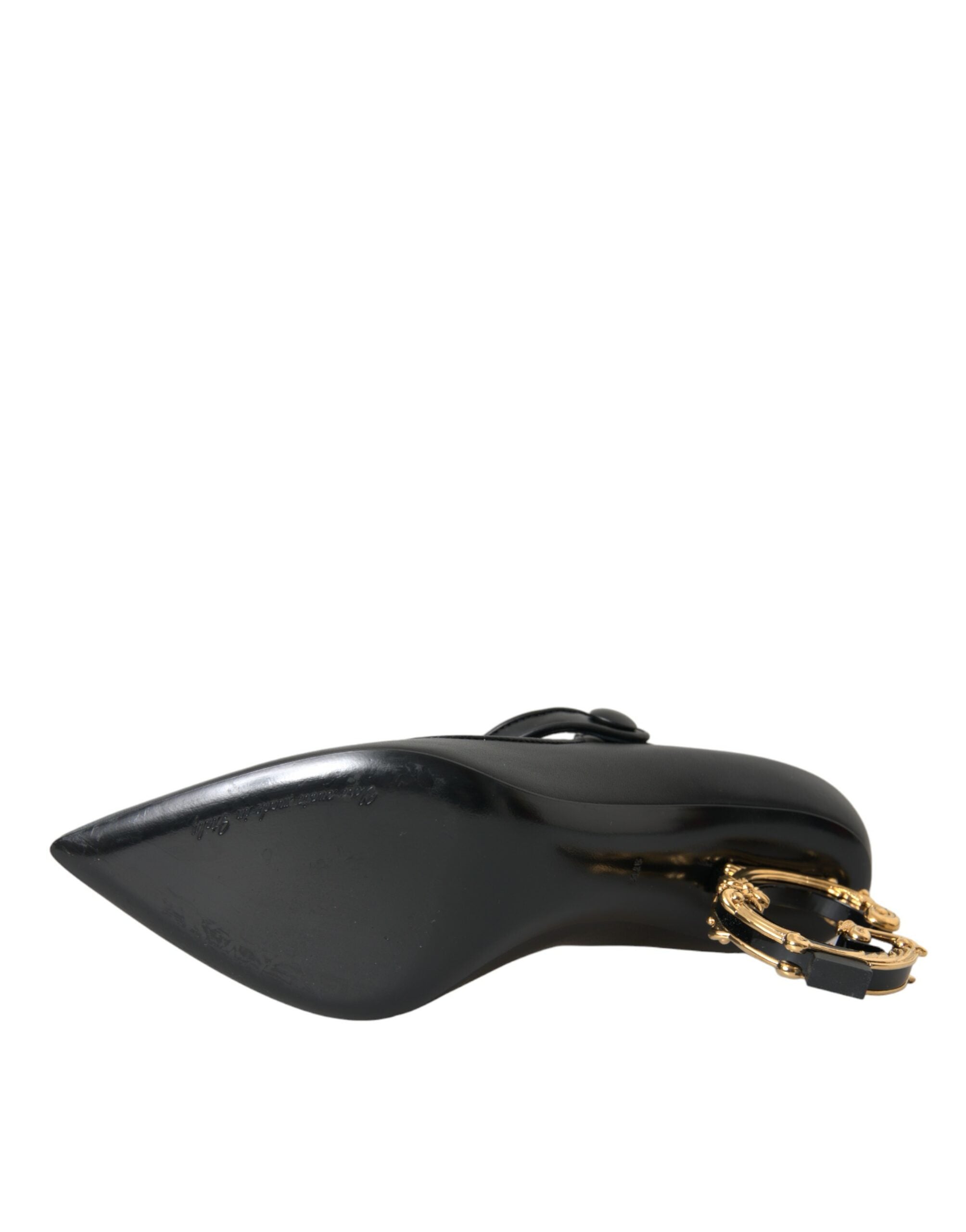 Dolce & Gabbana Black Leather Logo Heels Mary Janes Pumps Shoes -   -  Dolce & Gabbana.