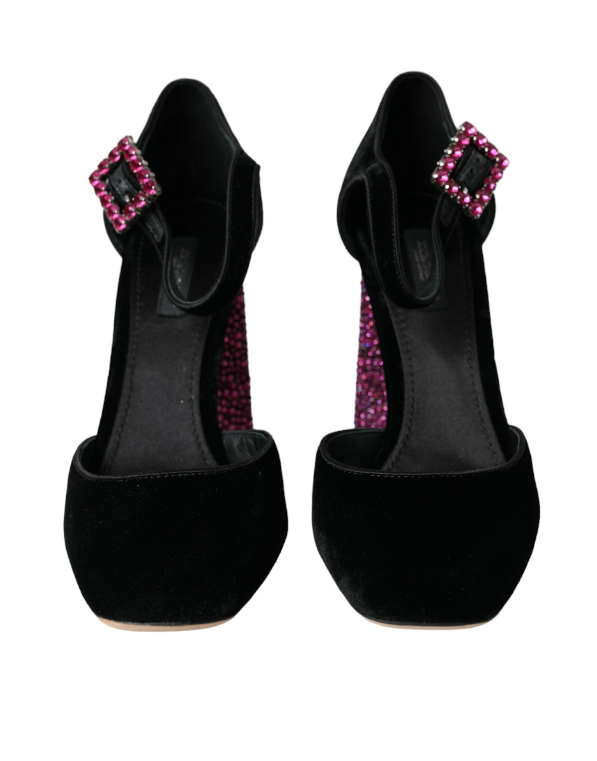 Dolce & Gabbana Black Velvet Strass Crystal Mary Janes Shoes -   -  Dolce & Gabbana.