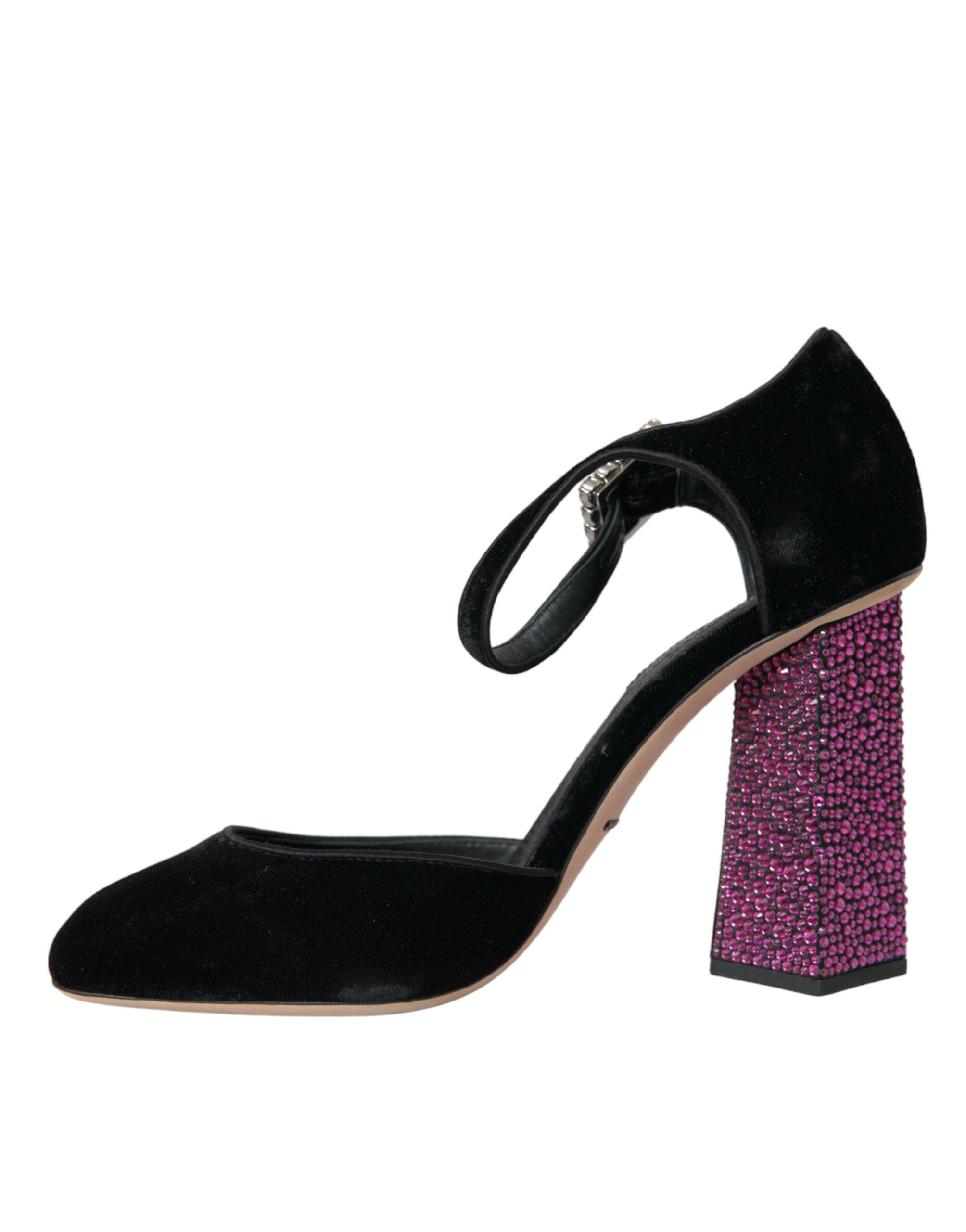Dolce & Gabbana Black Velvet Strass Crystal Mary Janes Shoes -   -  Dolce & Gabbana.
