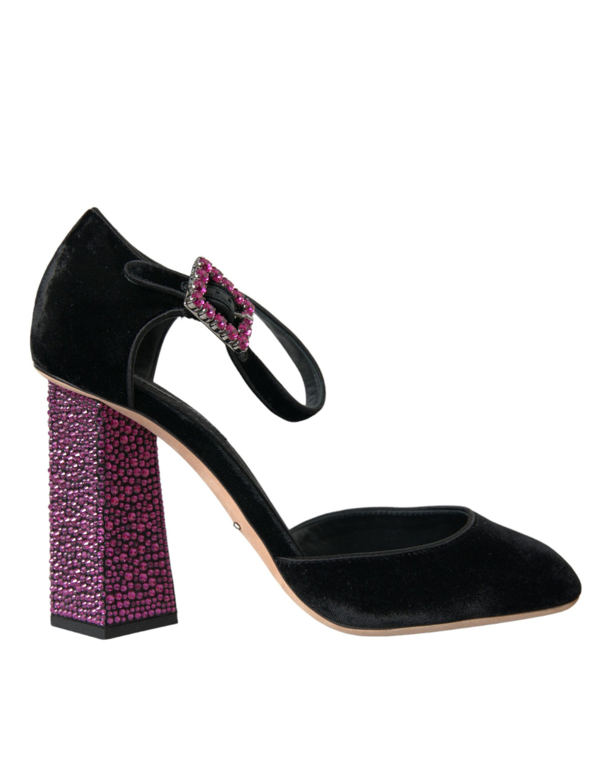 Dolce & Gabbana Black Velvet Strass Crystal Mary Janes Shoes -   -  Dolce & Gabbana.