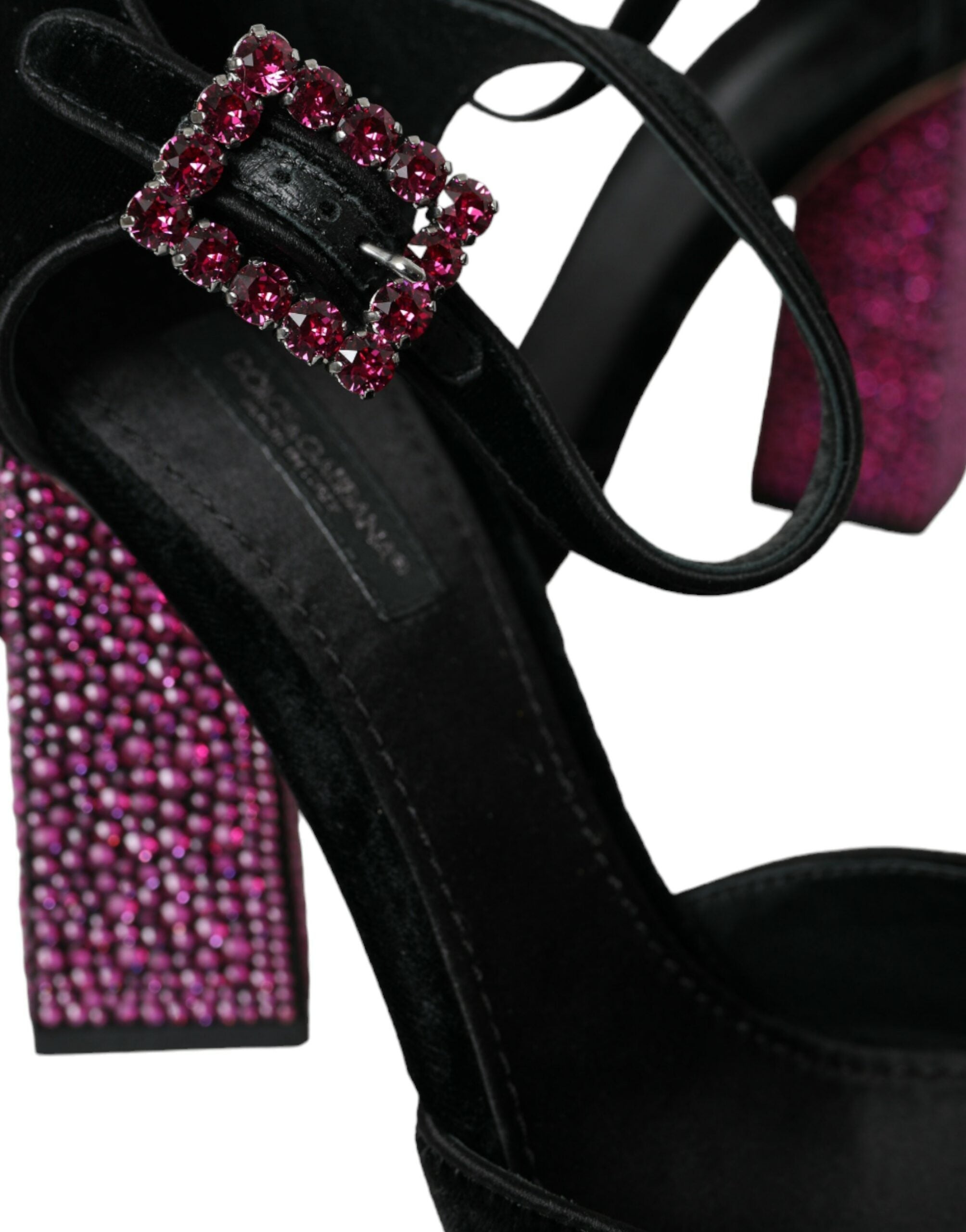 Dolce & Gabbana Black Velvet Strass Crystal Mary Janes Shoes -   -  Dolce & Gabbana.