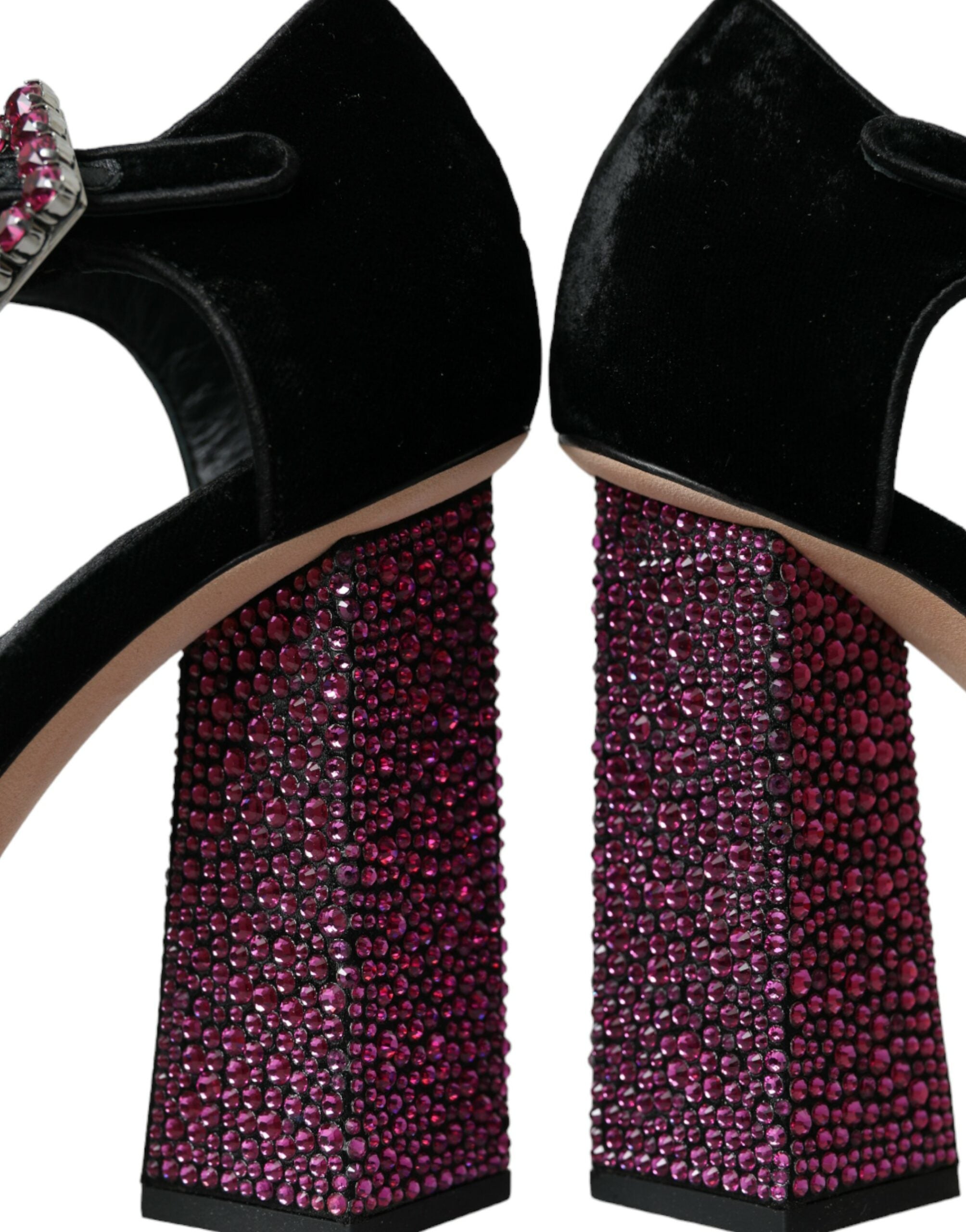 Dolce & Gabbana Black Velvet Strass Crystal Mary Janes Shoes -   -  Dolce & Gabbana.