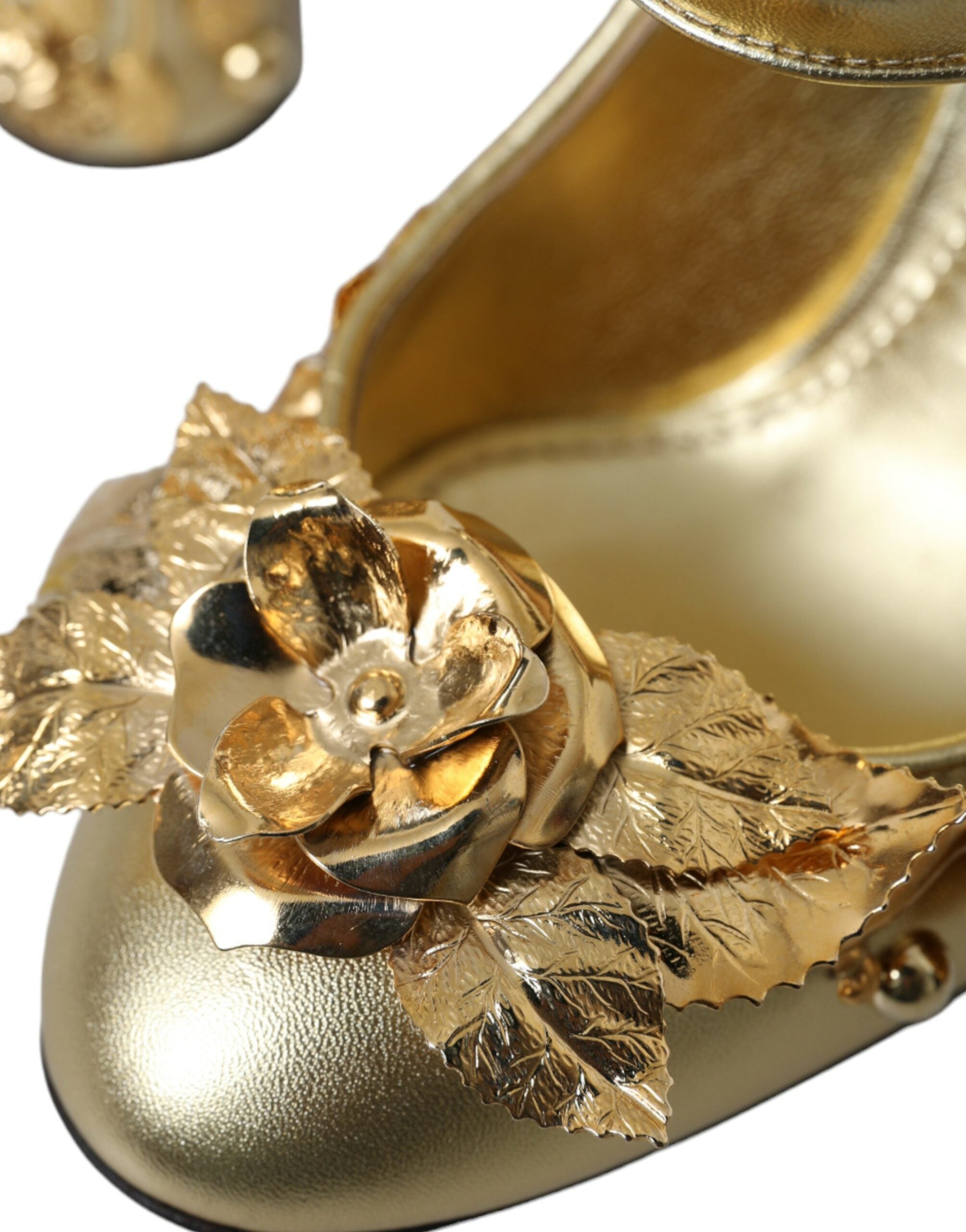 Dolce & Gabbana Gold Leather Crystal Mary Janes Pumps Shoes -   -  Dolce & Gabbana.