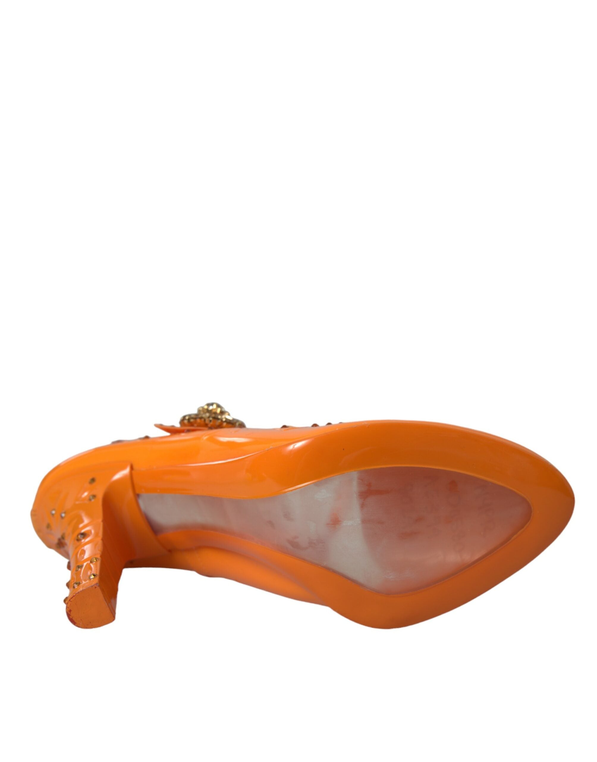 Dolce & Gabbana Orange CINDERELLA Floral Crystal Pumps Shoes -   -  Dolce & Gabbana.