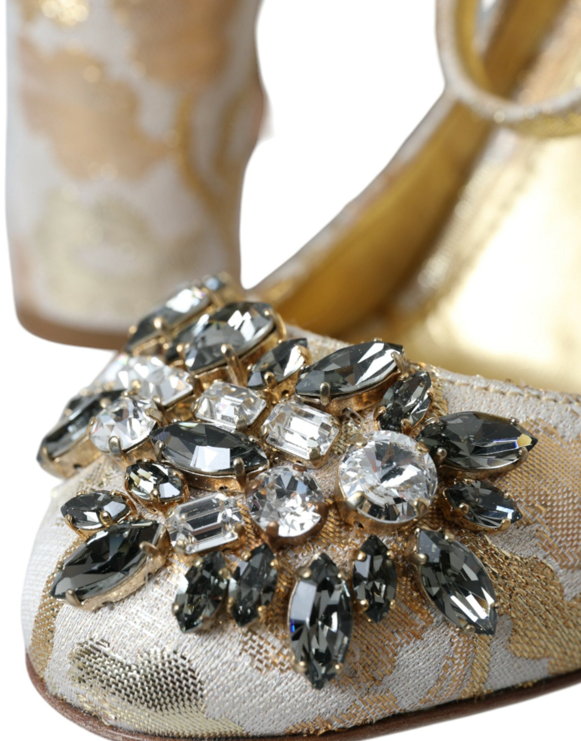 Dolce & Gabbana Gold Jacquard Crystal Mary Janes Pumps Shoes -   -  Dolce & Gabbana.