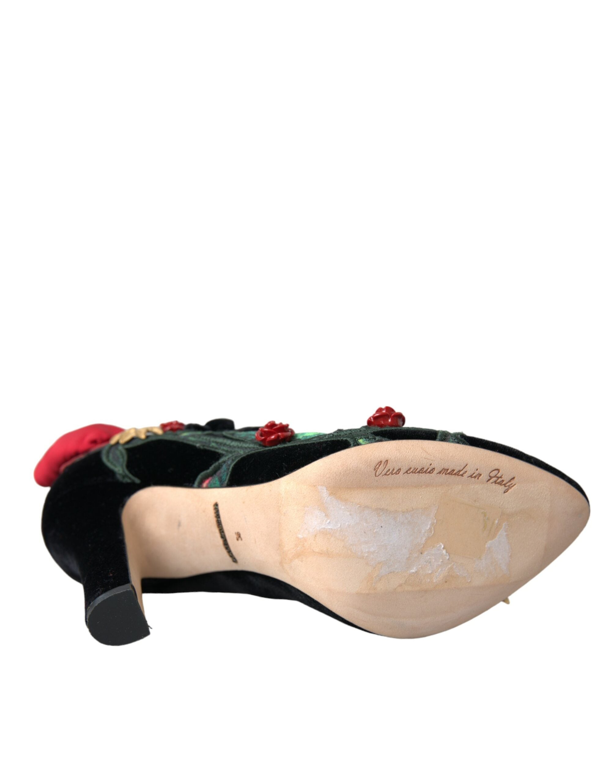 Dolce & Gabbana Black Roses Crystal Brooch Mary Jane Shoes -   -  Dolce & Gabbana.