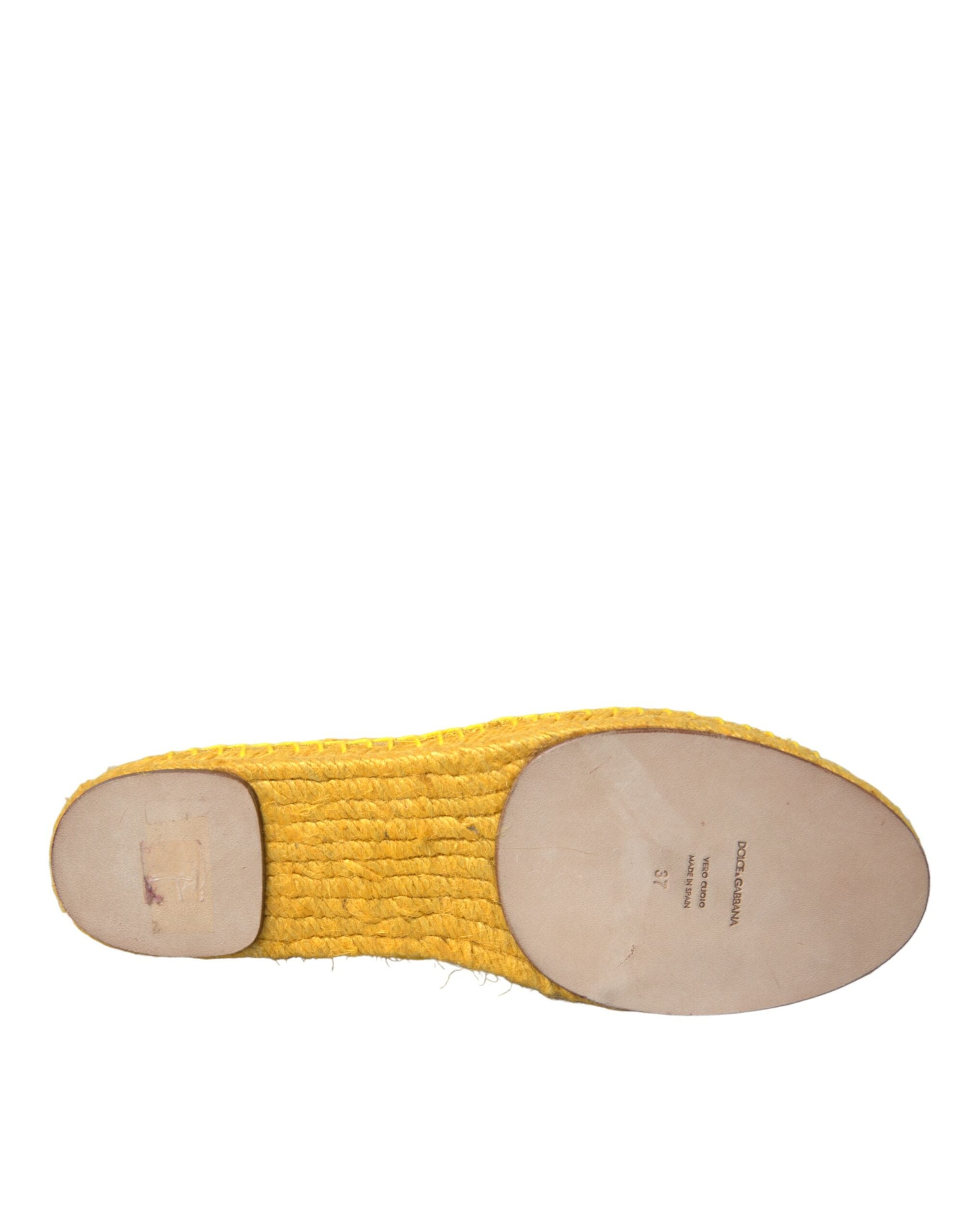 Dolce & Gabbana Yellow Taormina Lace Espadrille Loafers Flats Shoes -   -  Dolce & Gabbana.
