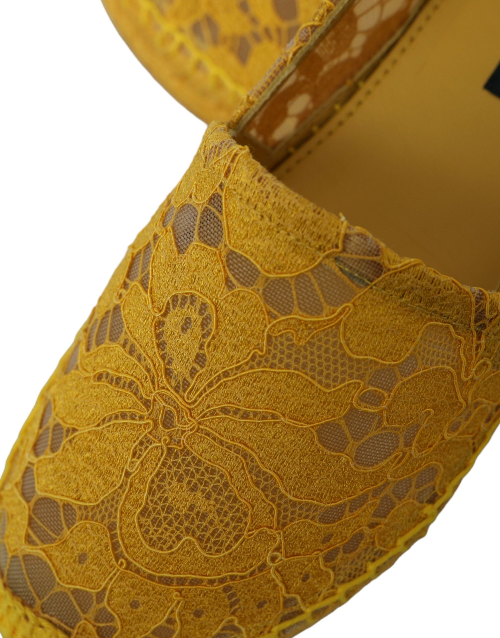Dolce & Gabbana Yellow Taormina Lace Espadrille Loafers Flats Shoes -   -  Dolce & Gabbana.