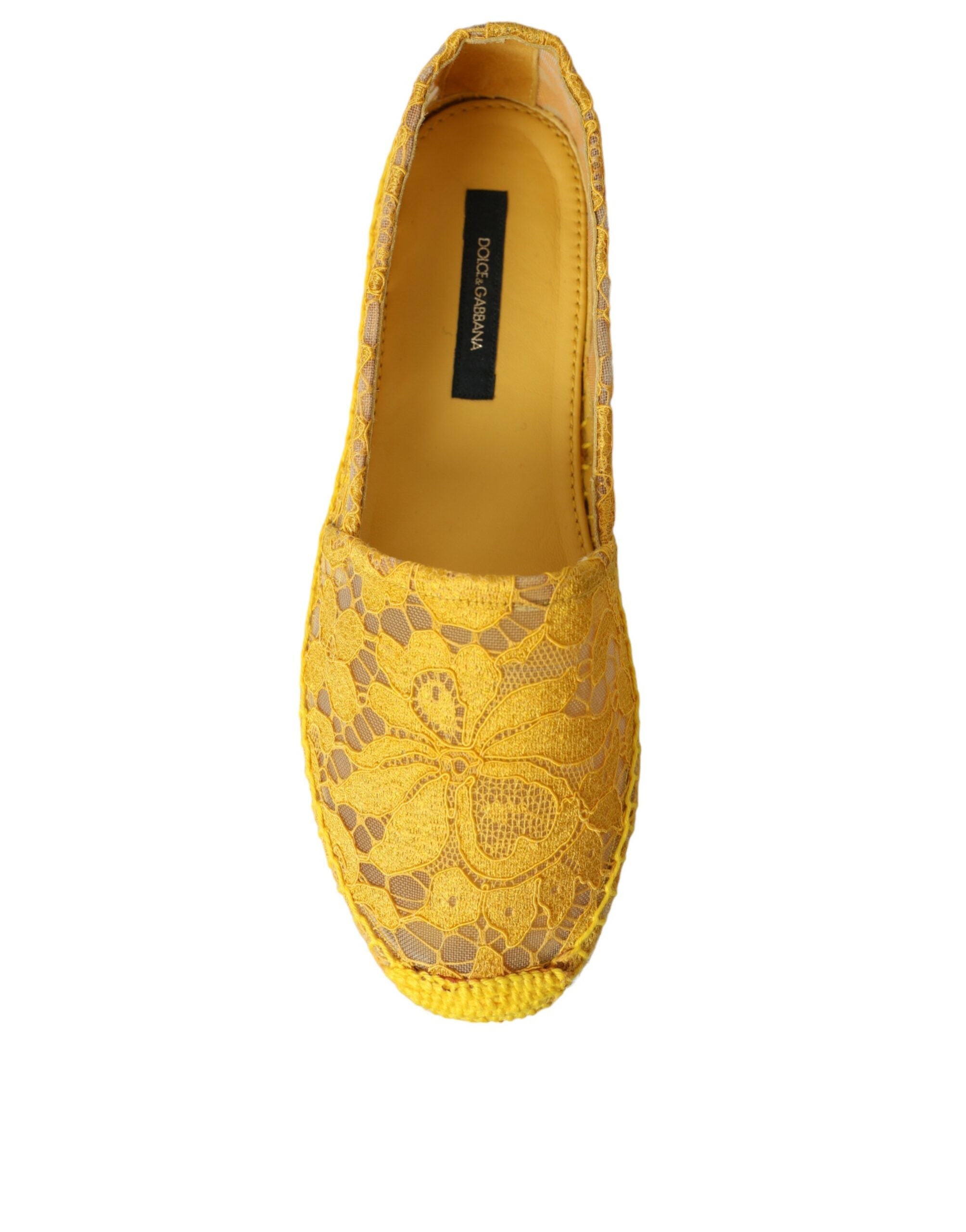 Dolce & Gabbana Yellow Taormina Lace Espadrille Loafers Flats Shoes -   -  Dolce & Gabbana.
