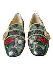 Dolce & Gabbana Multicolor Jacquard Embellished Loafers Shoes -   -  Dolce & Gabbana.