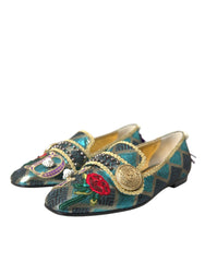 Dolce & Gabbana Multicolor Jacquard Embellished Loafers Shoes -   -  Dolce & Gabbana.