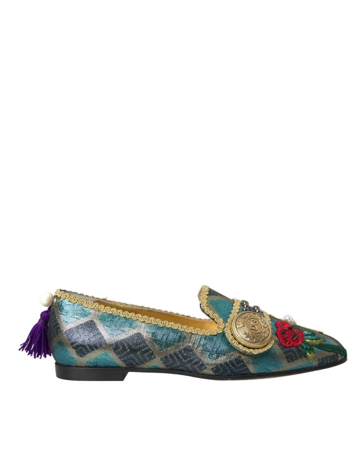 Dolce & Gabbana Multicolor Jacquard Embellished Loafers Shoes -   -  Dolce & Gabbana.