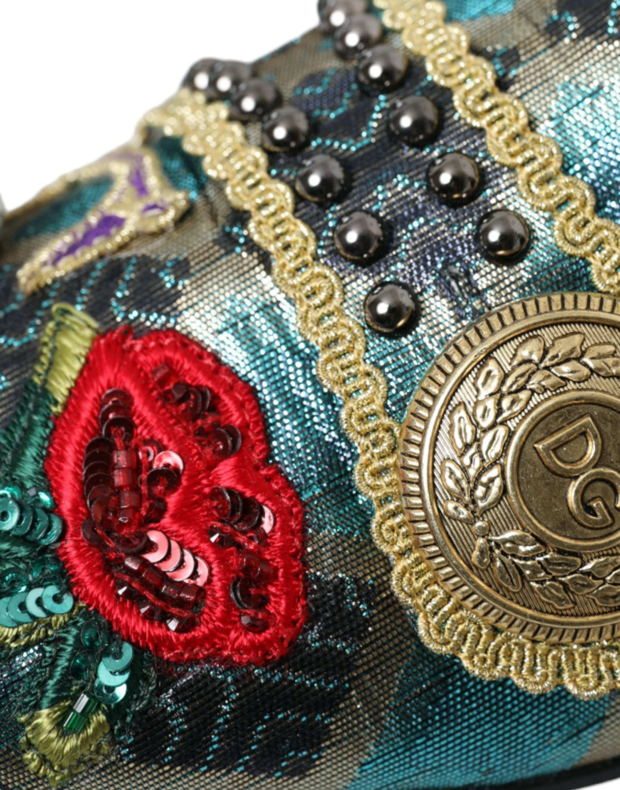 Dolce & Gabbana Multicolor Jacquard Embellished Loafers Shoes -   -  Dolce & Gabbana.
