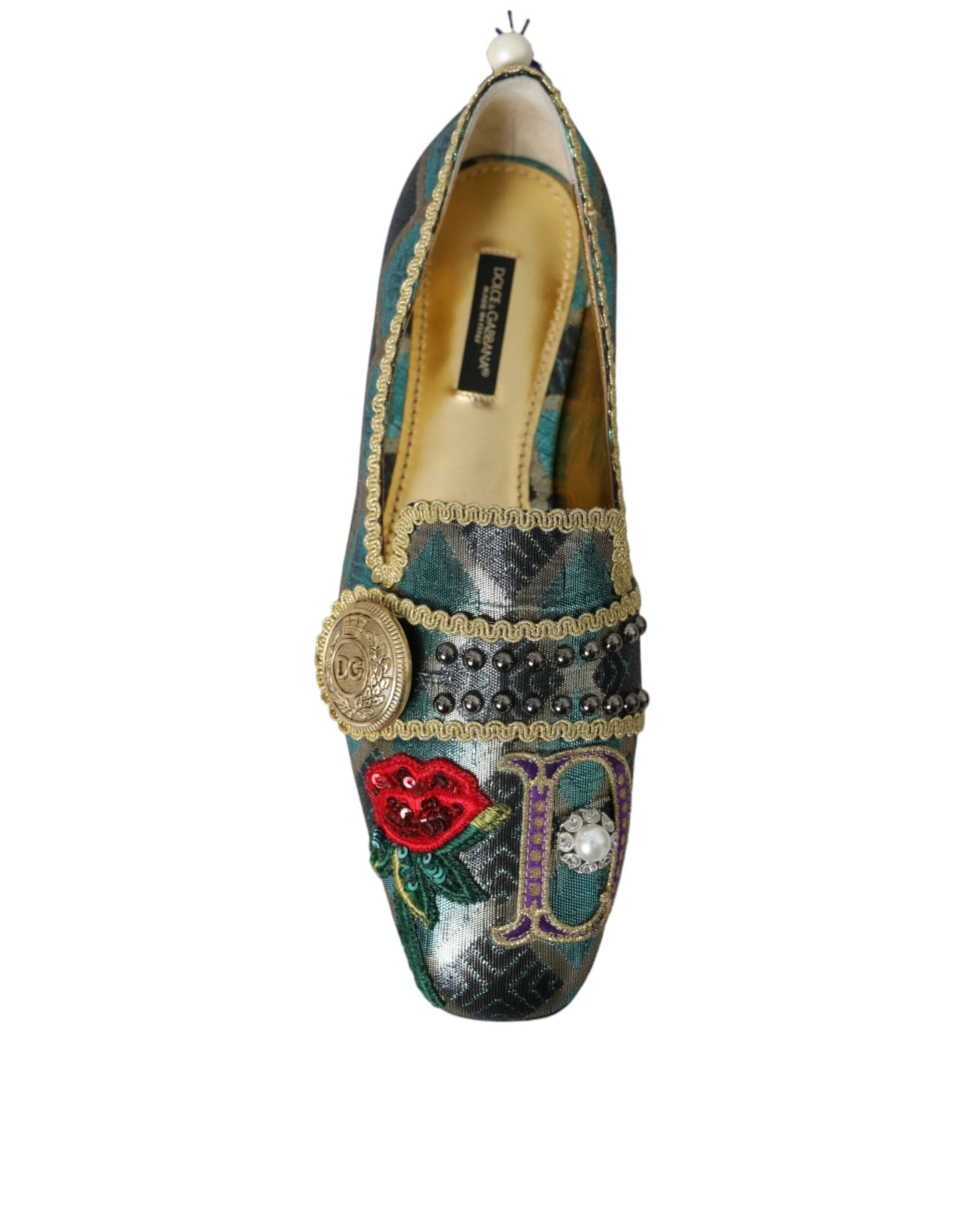 Dolce & Gabbana Multicolor Jacquard Embellished Loafers Shoes -   -  Dolce & Gabbana.