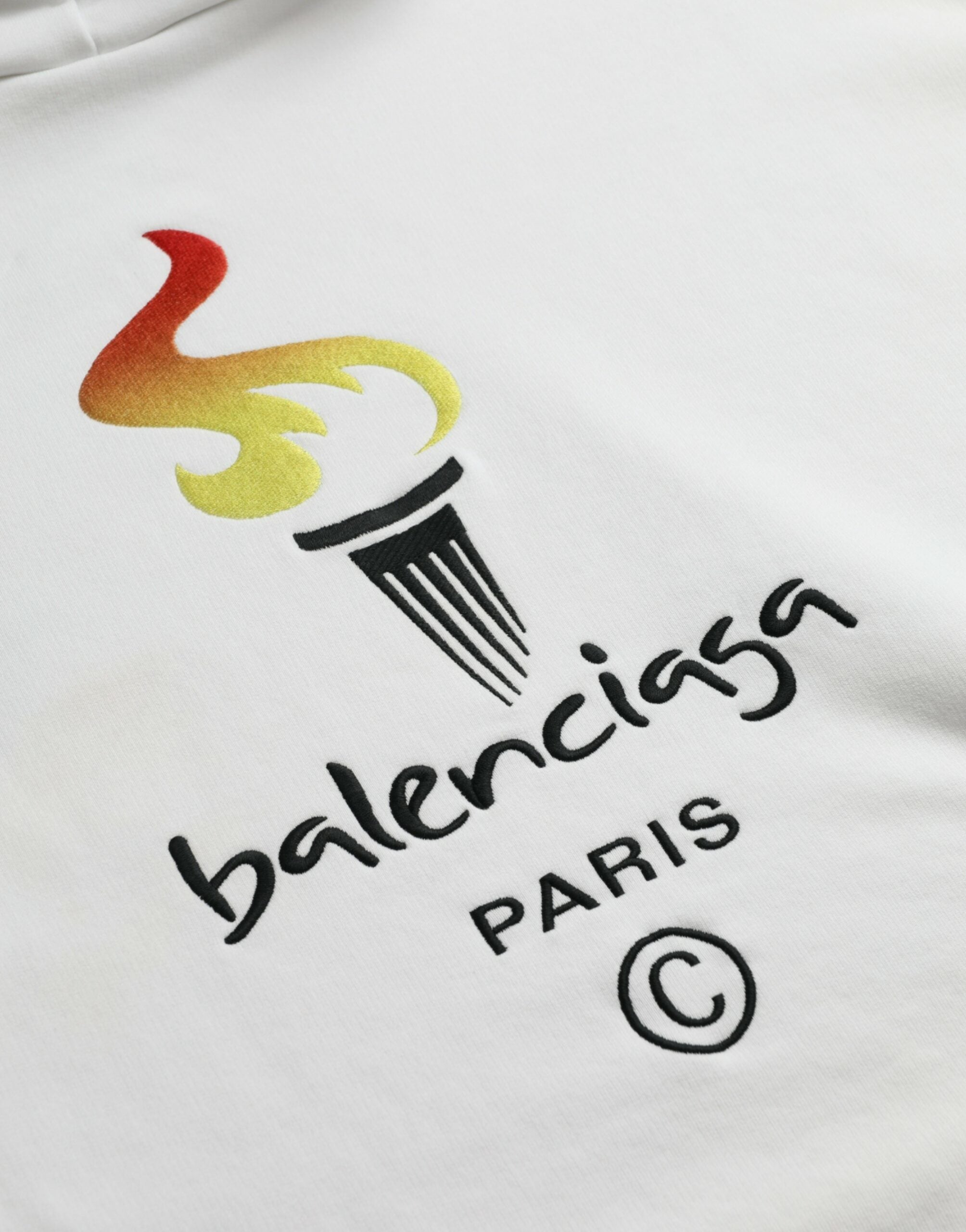 Balenciaga White Cotton Logo Hooded Pullover Sweatshirt Sweater -   -  Balenciaga.