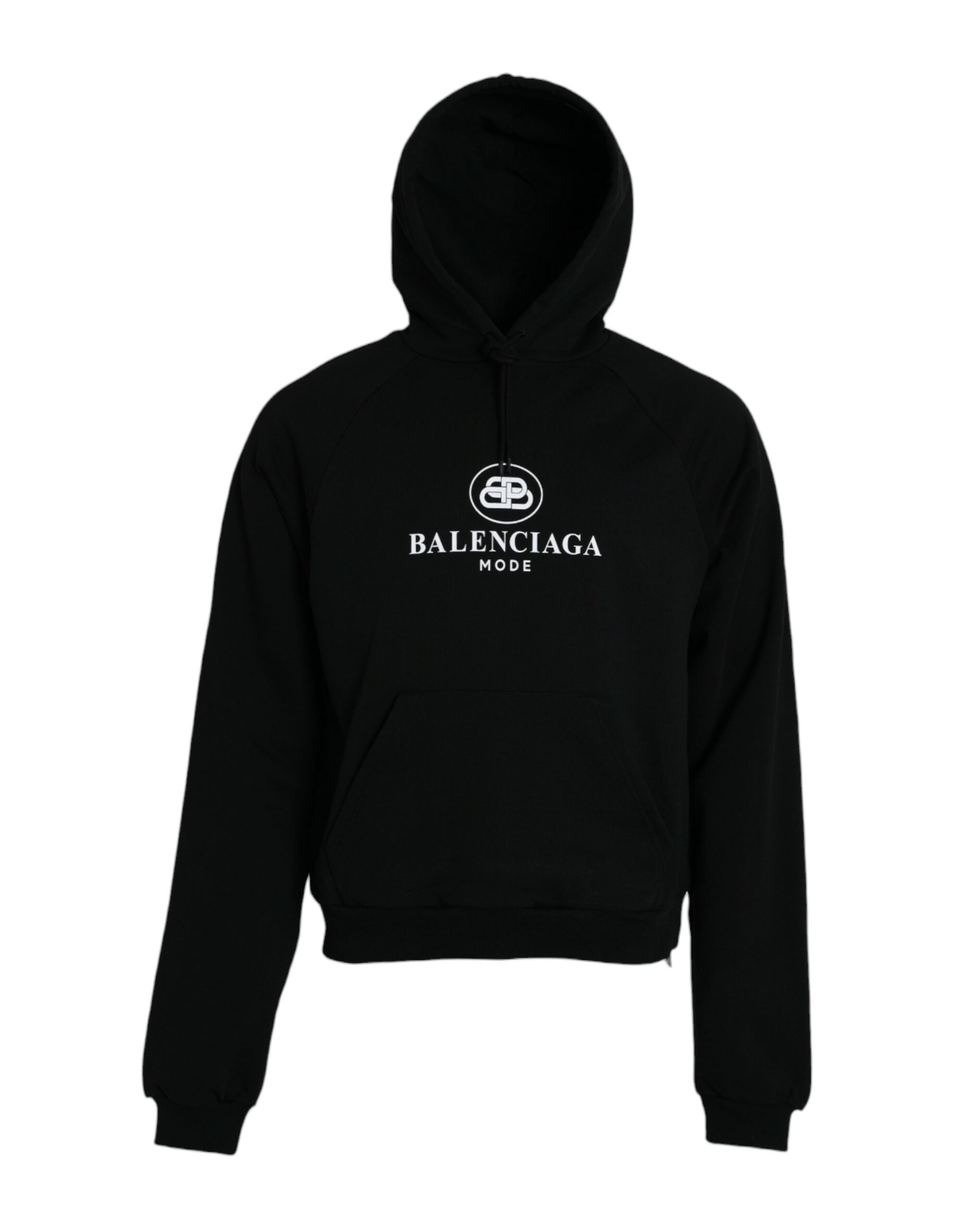 Balenciaga Black Cotton Logo Hooded Pullover Sweatshirt Sweater -   -  Balenciaga.