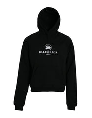Balenciaga Black Cotton Logo Hooded Pullover Sweatshirt Sweater -   -  Balenciaga.