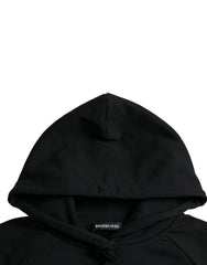 Balenciaga Black Cotton Logo Hooded Pullover Sweatshirt Sweater -   -  Balenciaga.