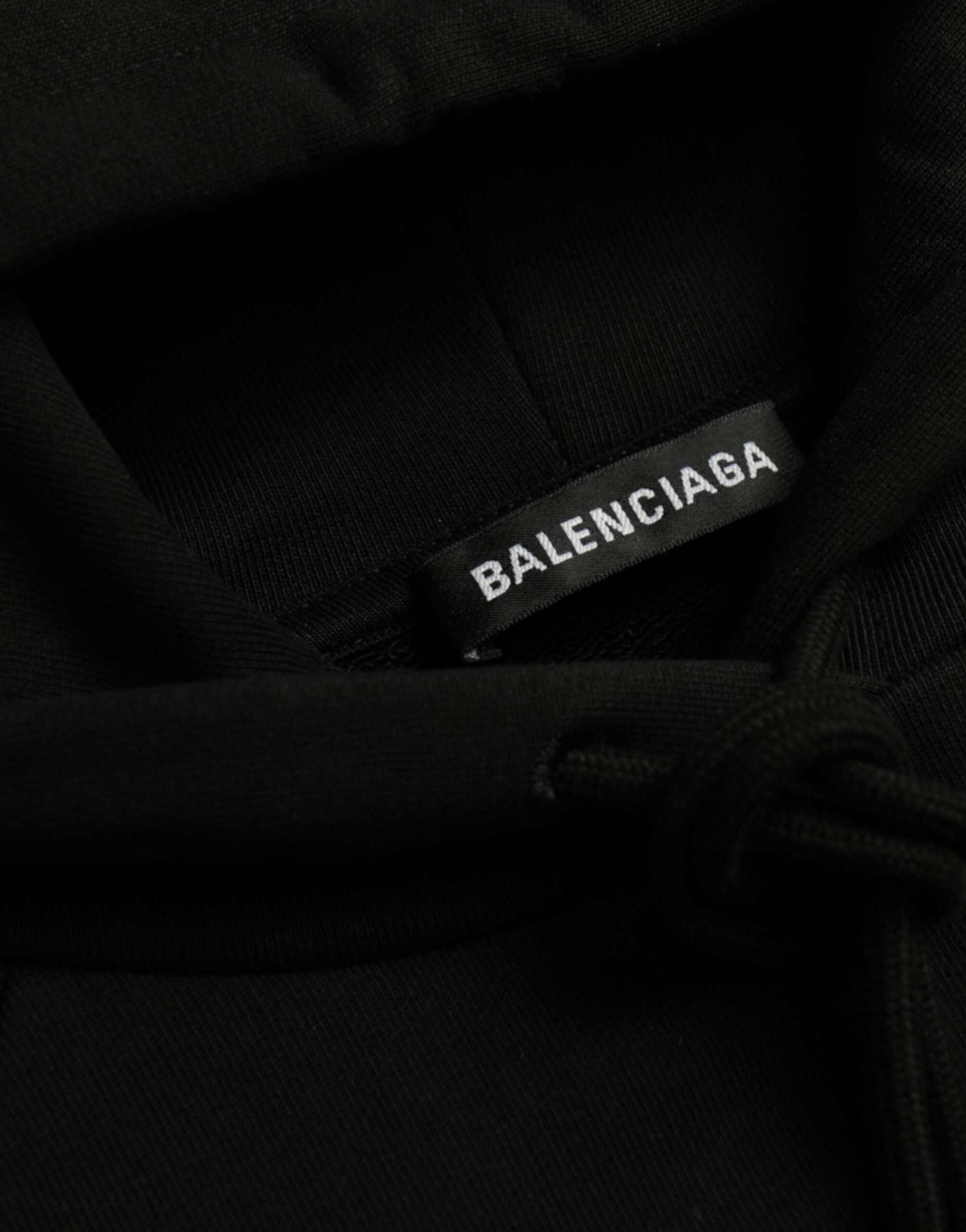 Balenciaga Black Cotton Logo Hooded Pullover Sweatshirt Sweater -   -  Balenciaga.