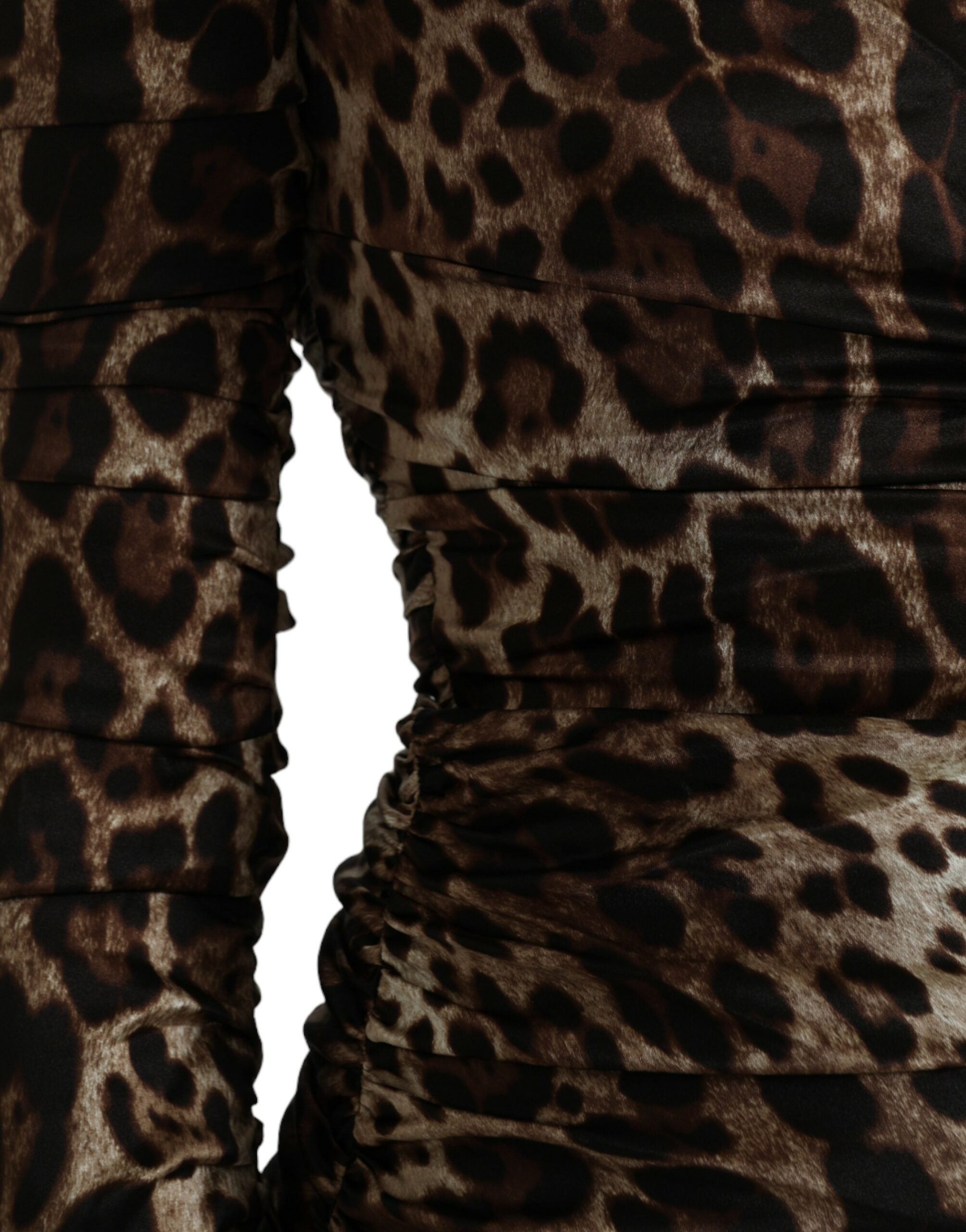 Dolce & Gabbana Brown Leopard Print Bodycon V-neck Midi Dress -   -  Dolce & Gabbana.