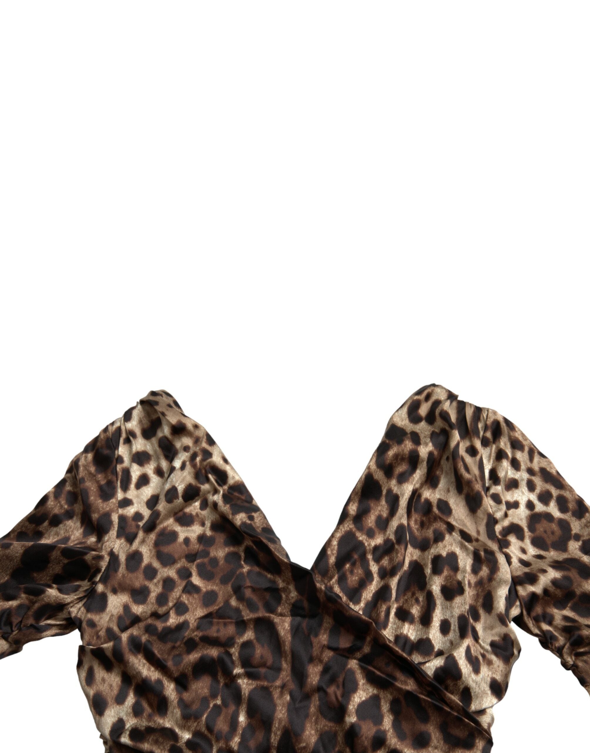 Dolce & Gabbana Brown Leopard Print Bodycon V-neck Midi Dress -   -  Dolce & Gabbana.
