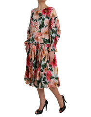 Dolce & Gabbana Multicolor Floral CottonAline Pleated Dress -   -  Dolce & Gabbana.