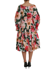 Dolce & Gabbana Multicolor Floral CottonAline Pleated Dress -   -  Dolce & Gabbana.
