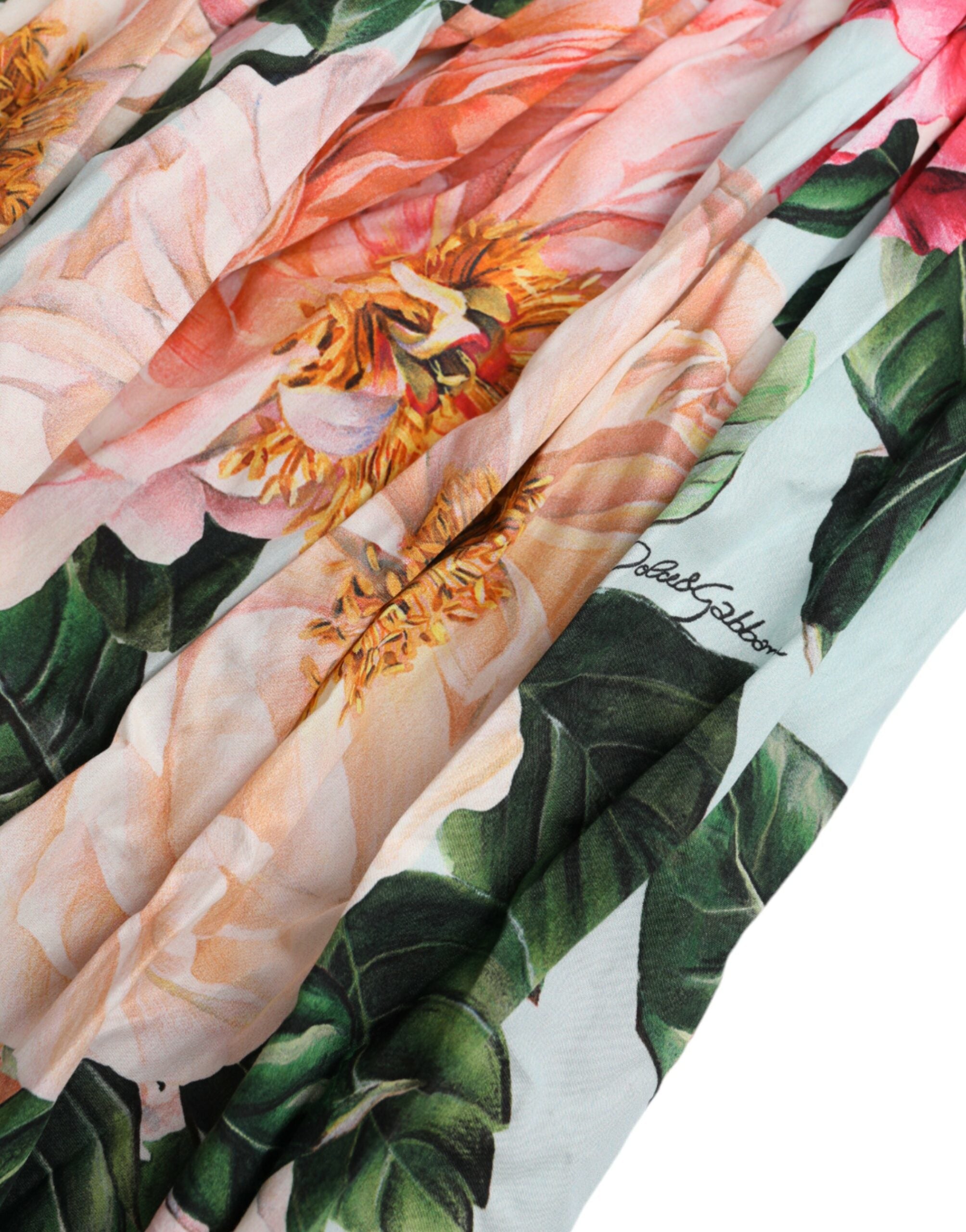Dolce & Gabbana Multicolor Floral CottonAline Pleated Dress -   -  Dolce & Gabbana.