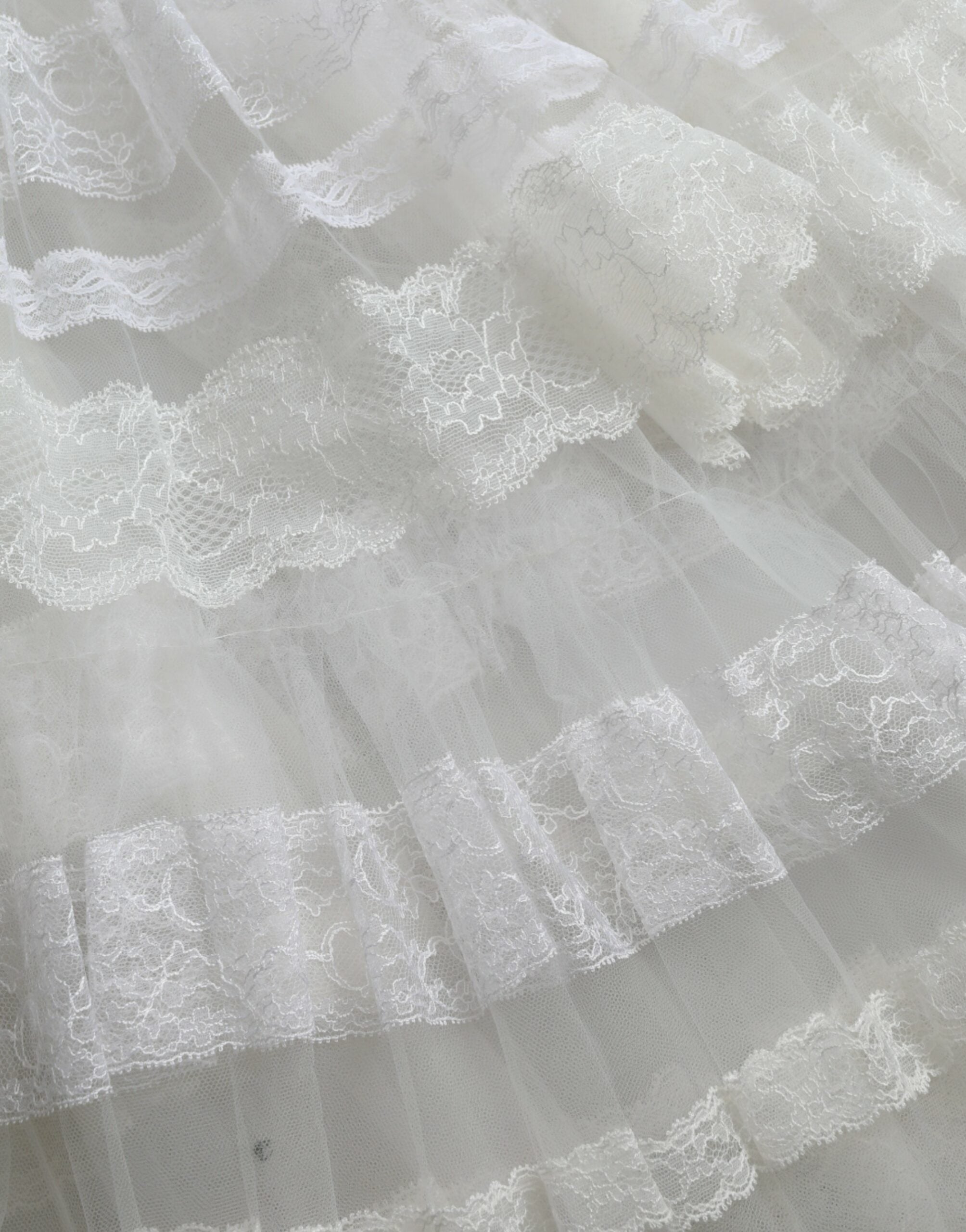 Dolce & Gabbana White Nylon Sheer Tiered Lace Maxi Dress -   -  Dolce & Gabbana.
