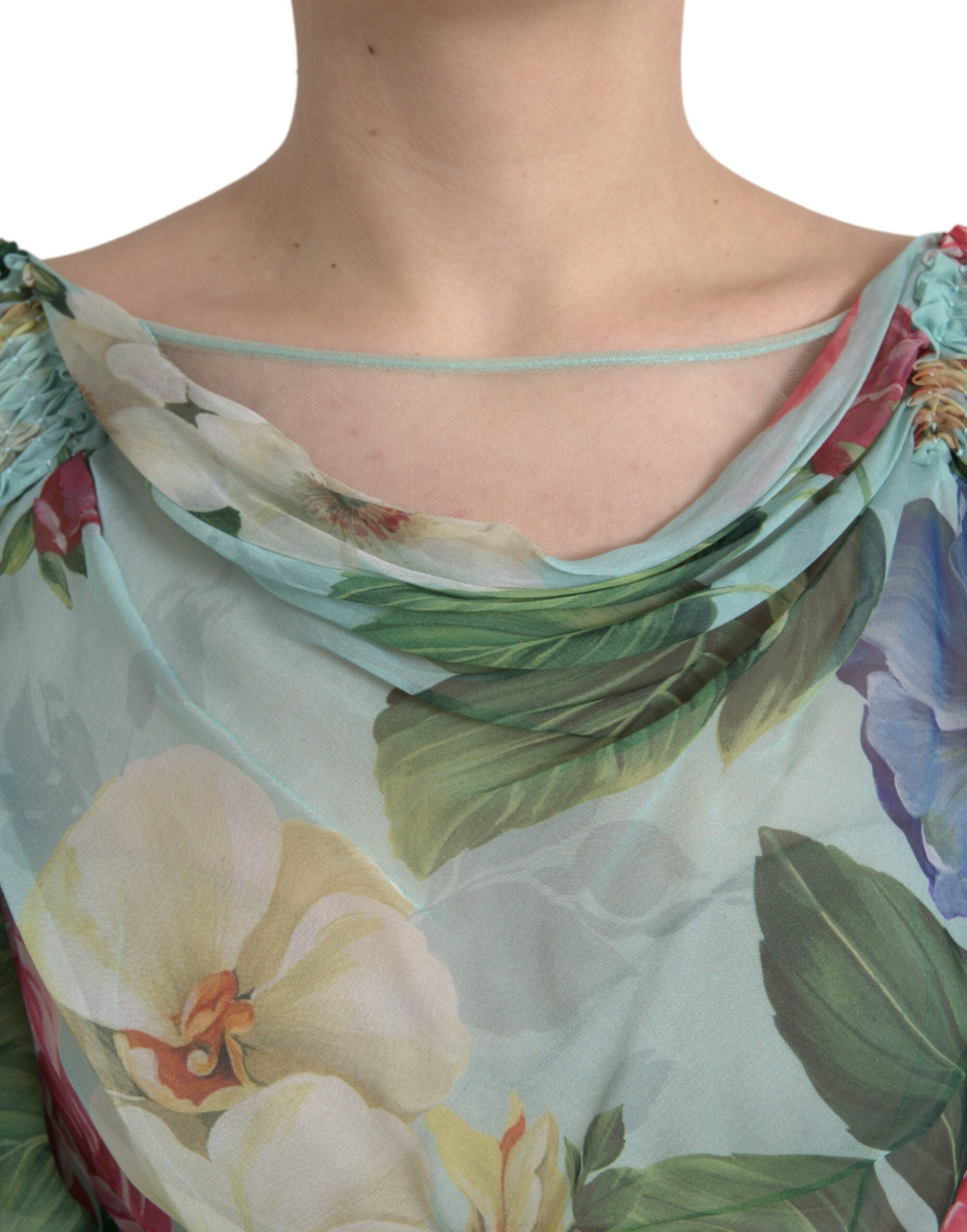 Dolce & Gabbana Blue Floral Print Tiered Long Maxi Dress -   -  Dolce & Gabbana.
