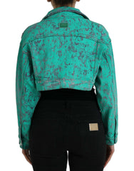 Dolce & Gabbana Green Cotton Tie Dye Cropped Cropped Denim Jacket -   -  Dolce & Gabbana.