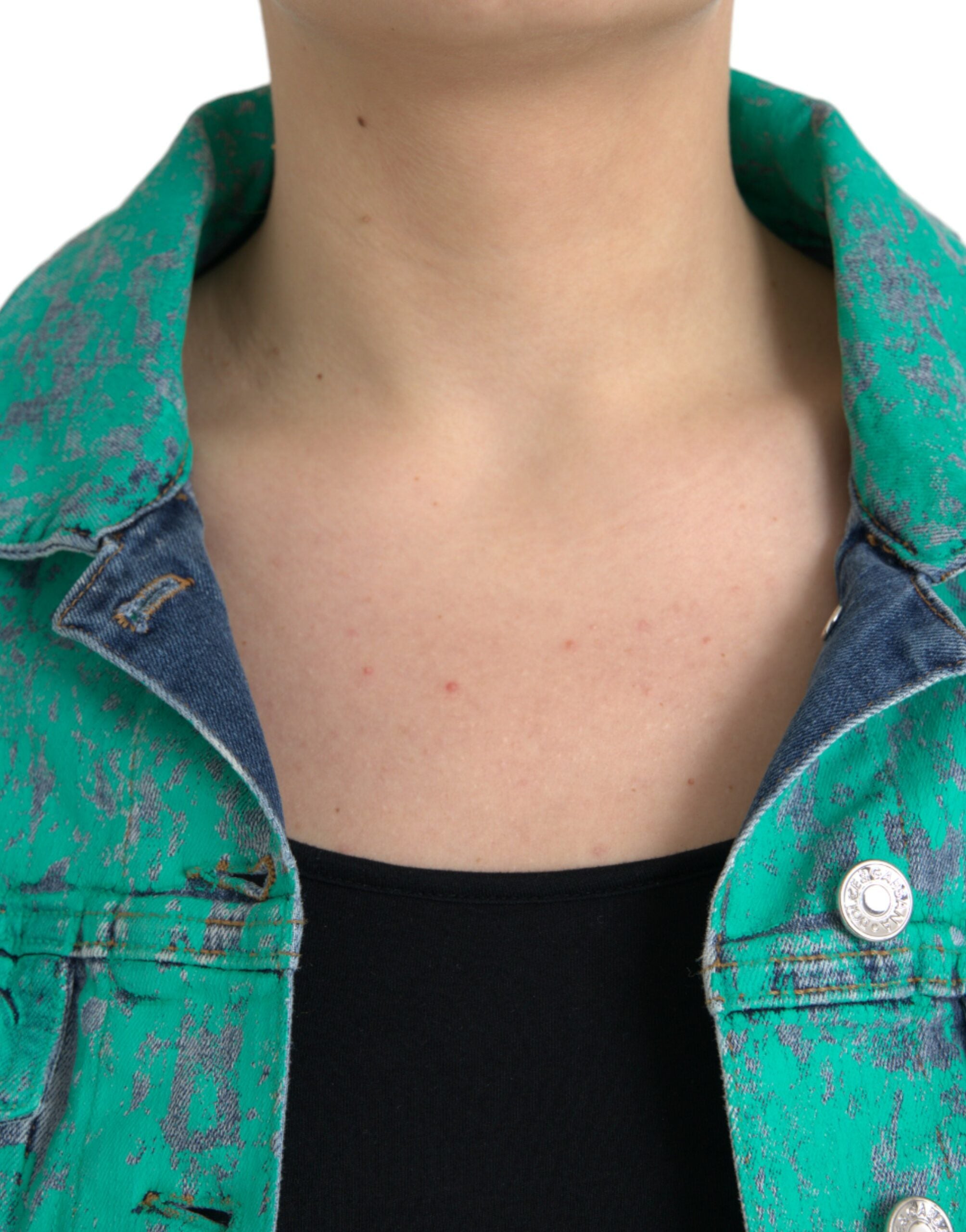 Dolce & Gabbana Green Cotton Tie Dye Cropped Cropped Denim Jacket -   -  Dolce & Gabbana.