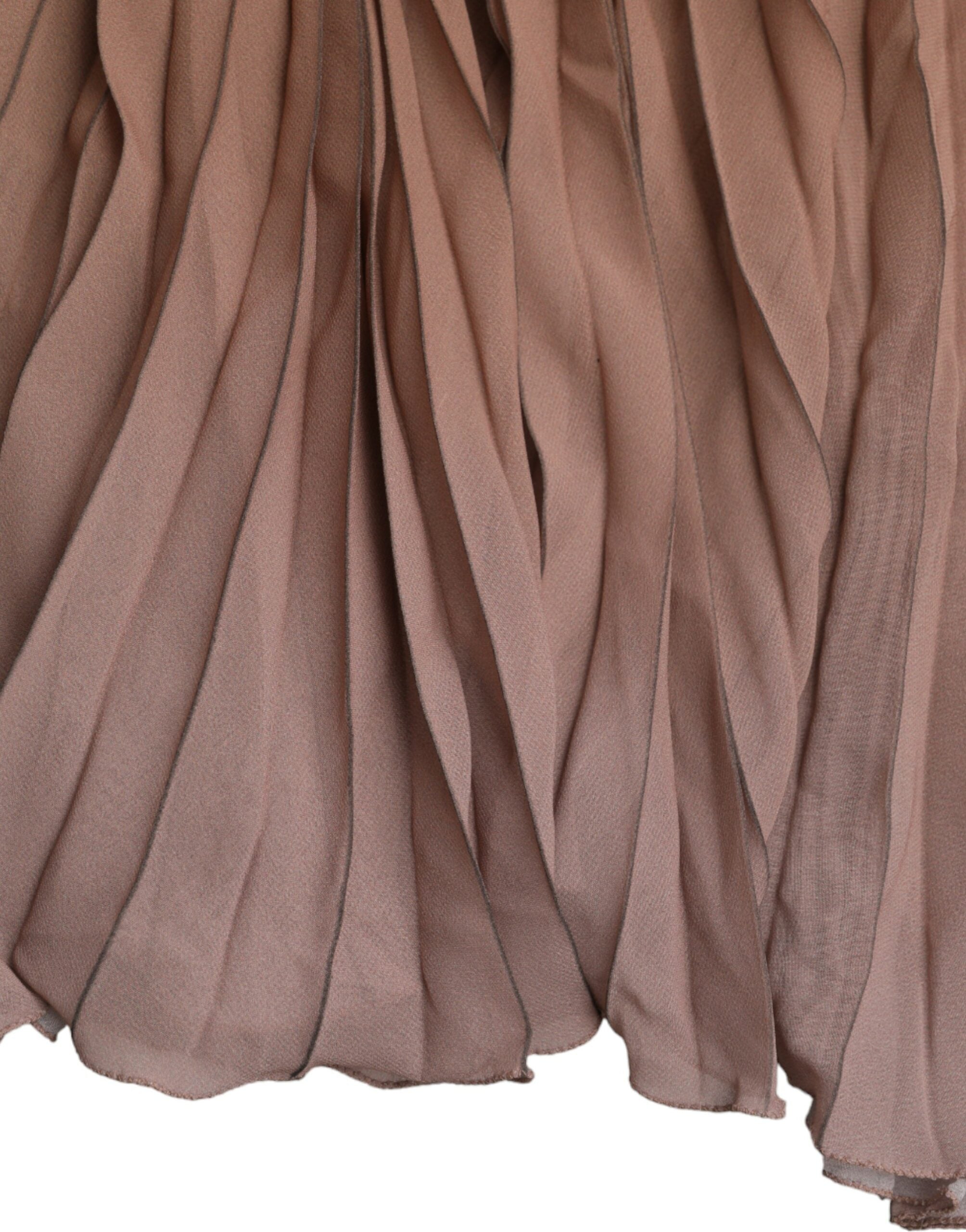 Dolce & Gabbana Brown Polyester Pleated High Waist Midi Skirt -   -  Dolce & Gabbana.