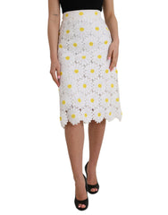 Dolce & Gabbana White Floral Pencil Straight Lace Skirt -   -  Dolce & Gabbana.