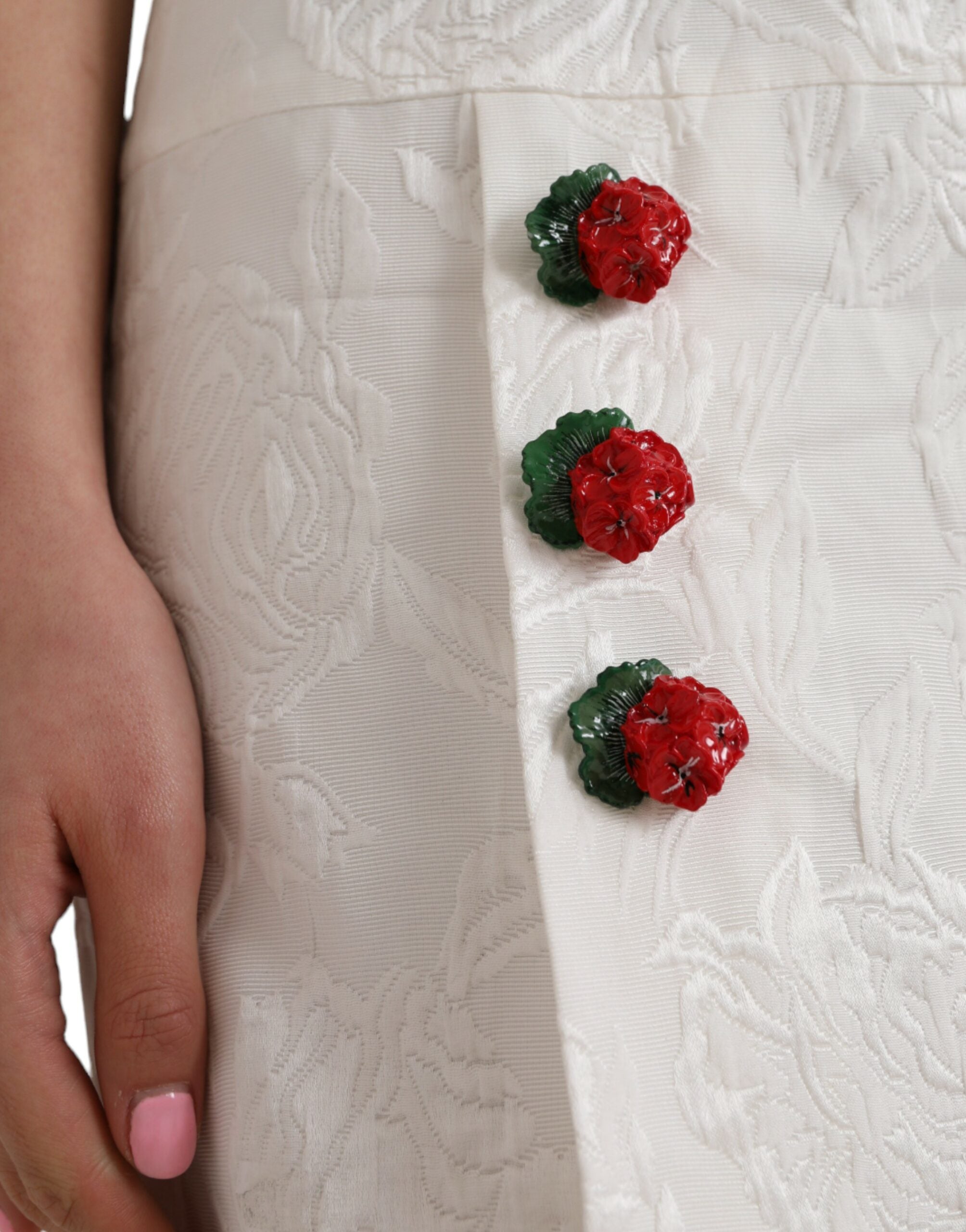 Dolce & Gabbana White Floral Brocade Embellished Mini Skirt -   -  Dolce & Gabbana.