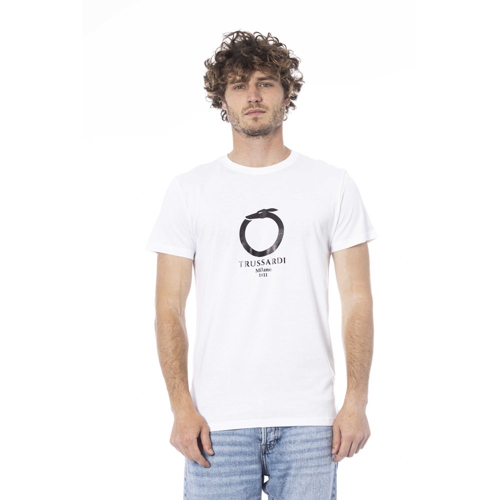 Trussardi Beachwear White Cotton T-Shirt -   -  Trussardi Beachwear.