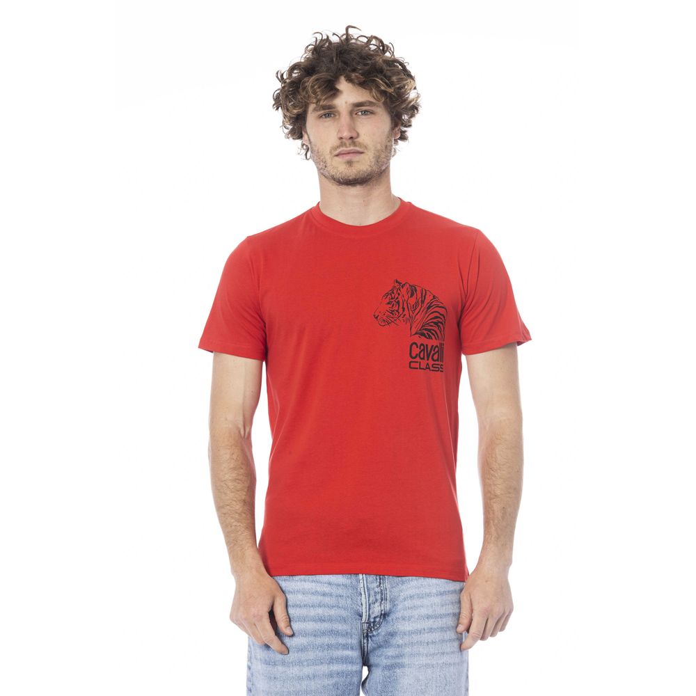 Cavalli Class Red Cotton Men T-Shirt -   -  Cavalli Class.