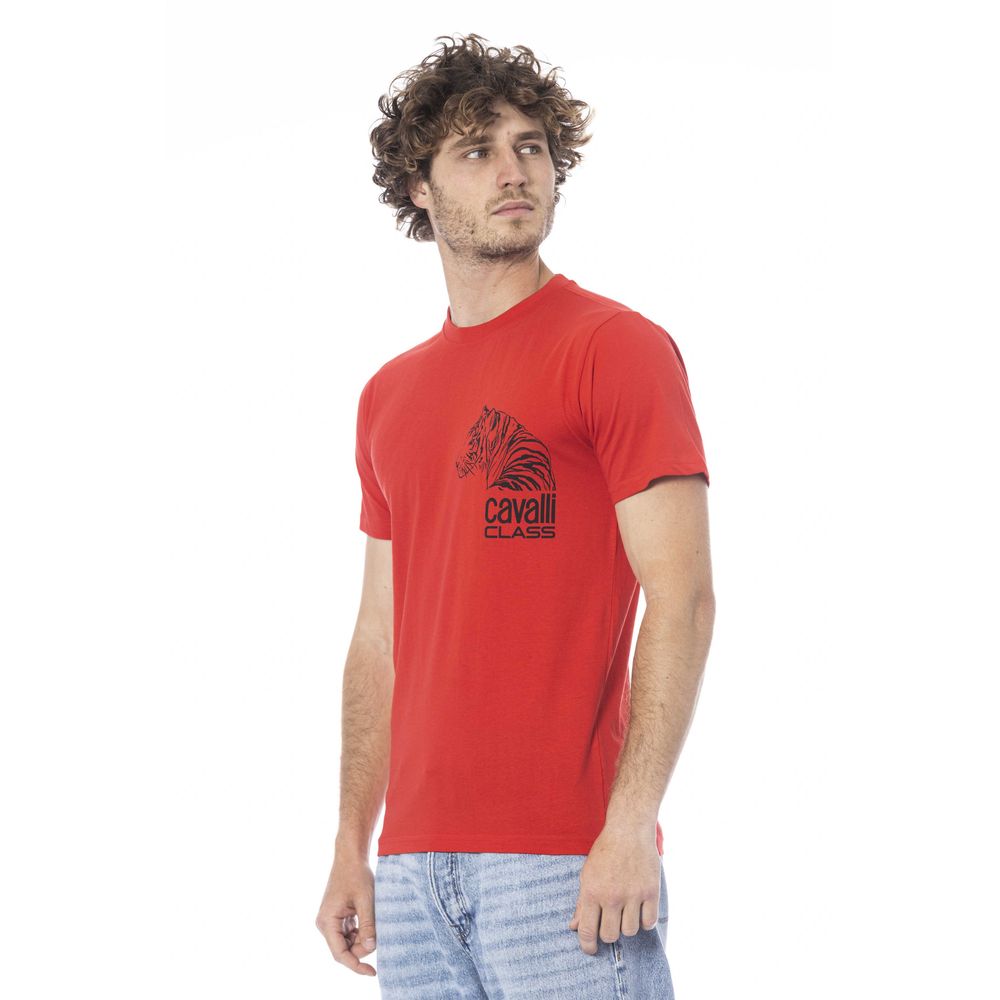 Cavalli Class Red Cotton Men T-Shirt -   -  Cavalli Class.