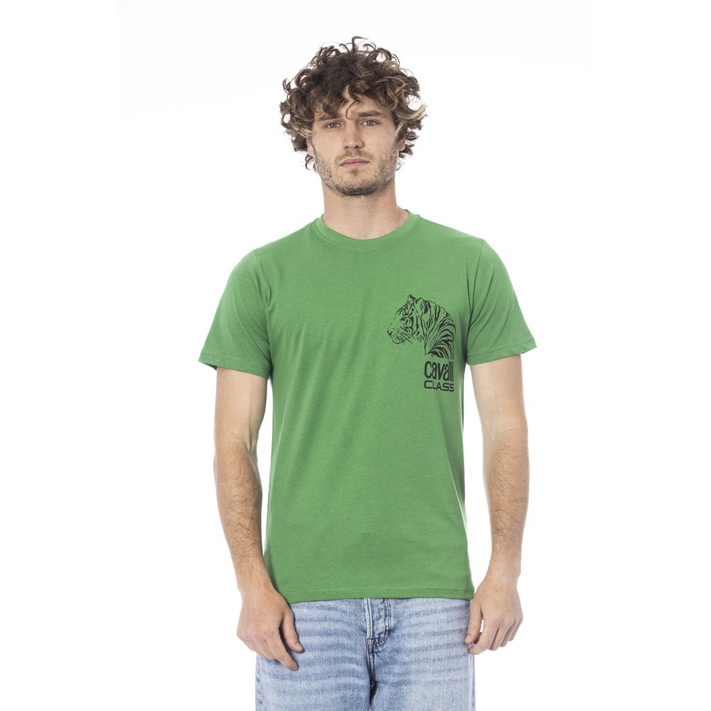Cavalli Class Green Cotton Men T-Shirt -   -  Cavalli Class.
