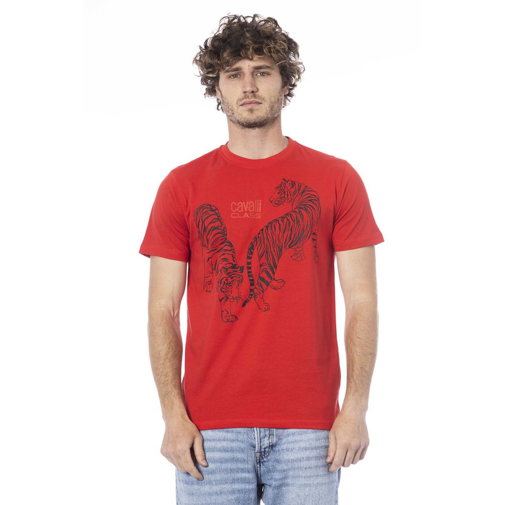 Cavalli Class Red Cotton Men T-Shirt -   -  Cavalli Class.