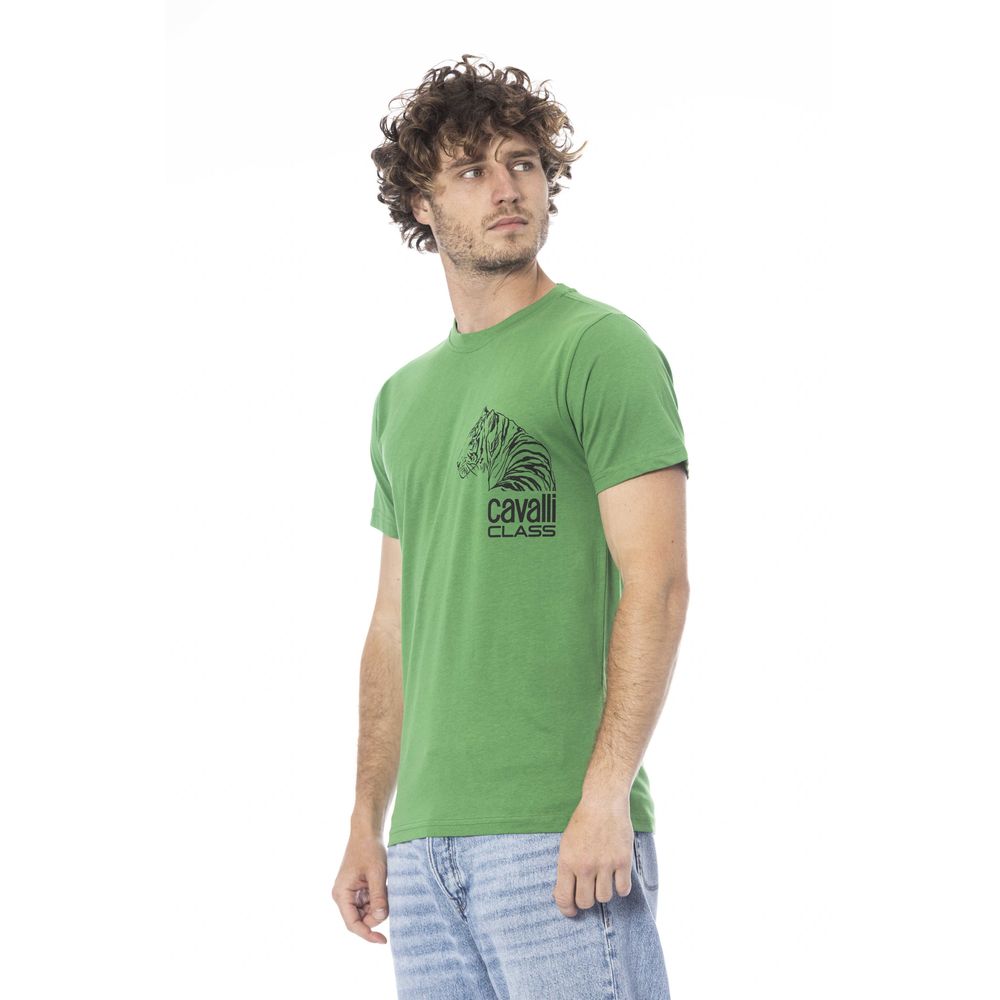 Cavalli Class Green Cotton Men T-Shirt -   -  Cavalli Class.
