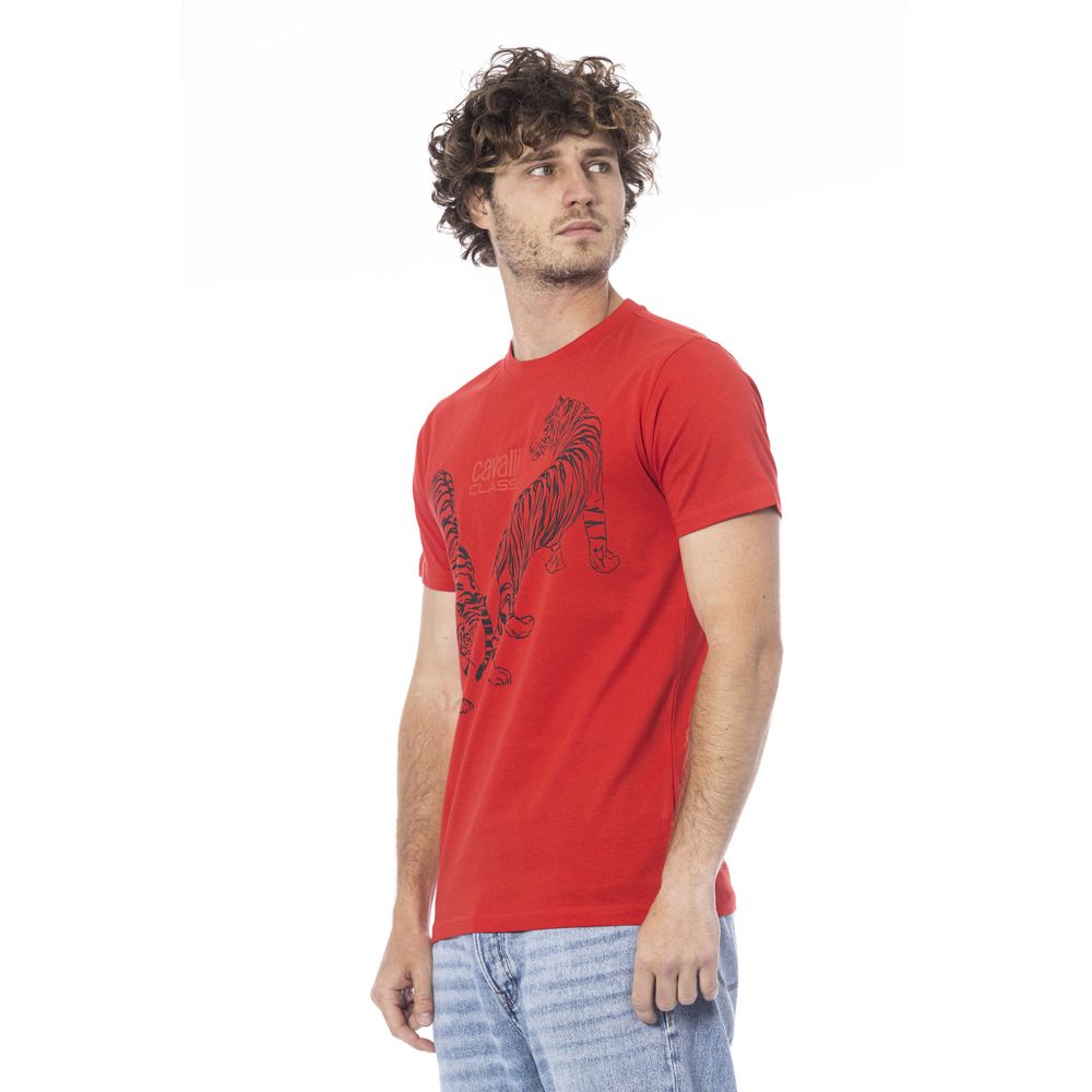 Cavalli Class Red Cotton Men T-Shirt -   -  Cavalli Class.