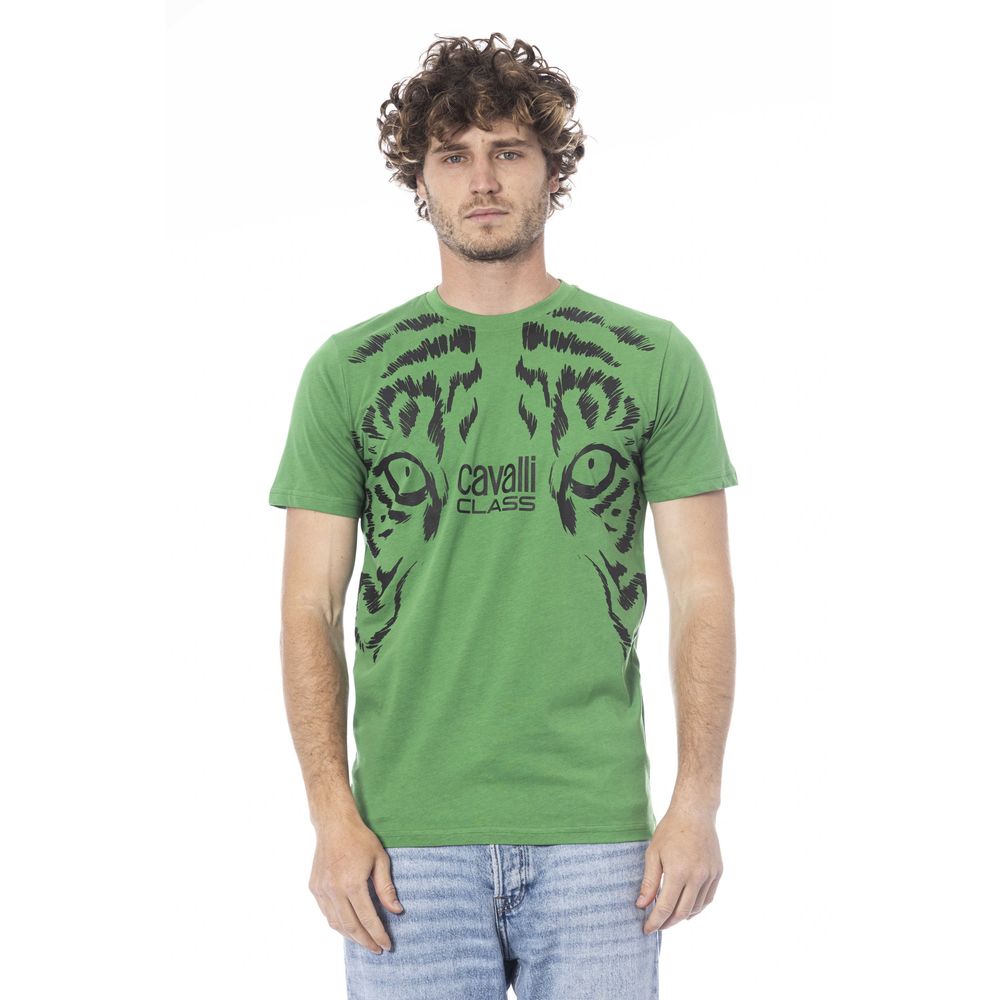 Cavalli Class Green Cotton Men T-Shirt -   -  Cavalli Class.