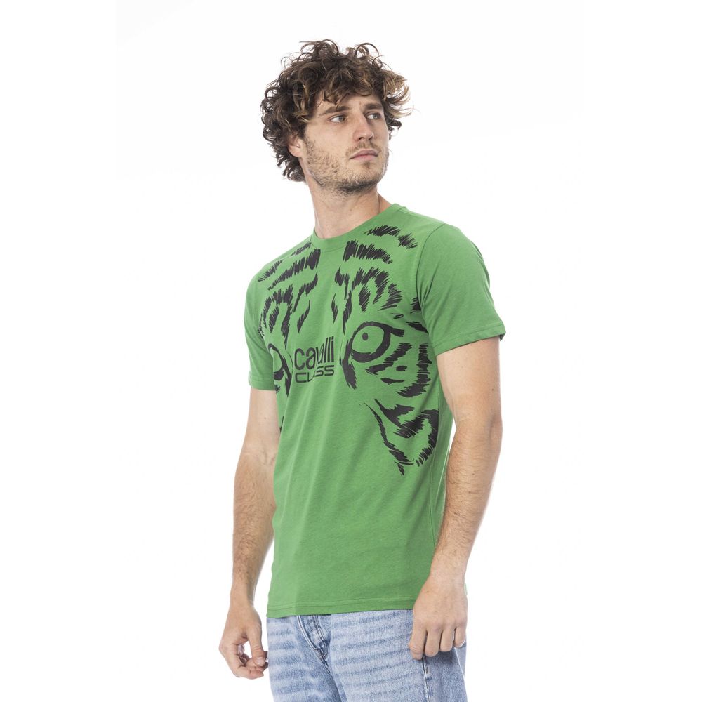 Cavalli Class Green Cotton Men T-Shirt -   -  Cavalli Class.