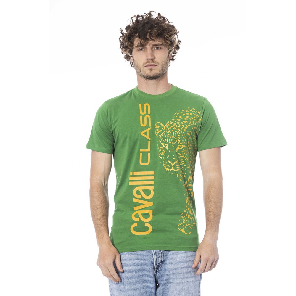 Cavalli Class Green Cotton Men T-Shirt -   -  Cavalli Class.