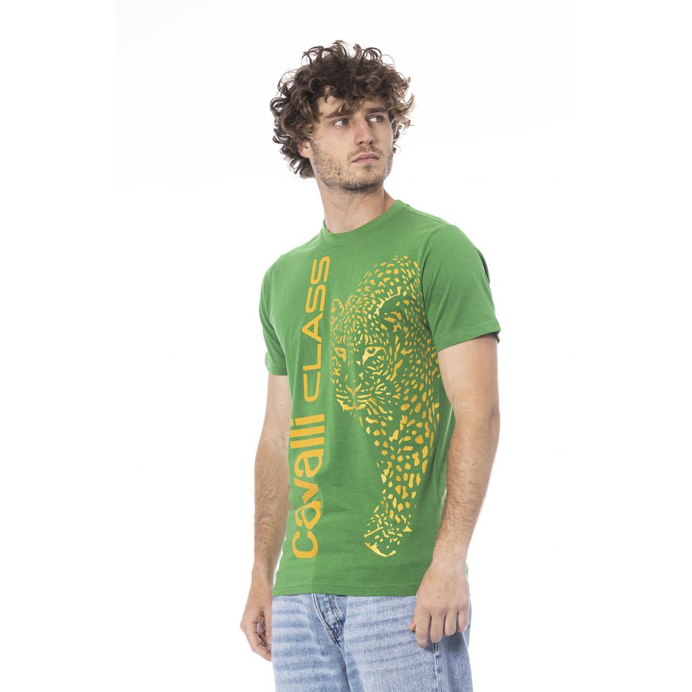 Cavalli Class Green Cotton Men T-Shirt -   -  Cavalli Class.