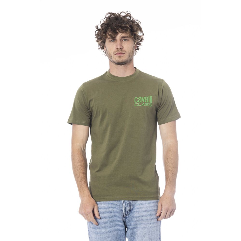 Cavalli Class Green Cotton Men T-Shirt -   -  Cavalli Class.