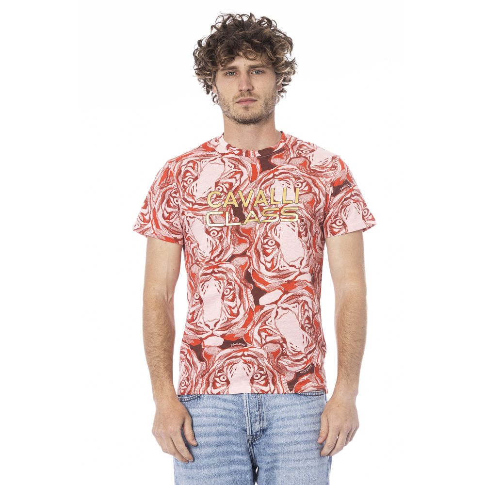 Cavalli Class Red Cotton Men T-Shirt -   -  Cavalli Class.