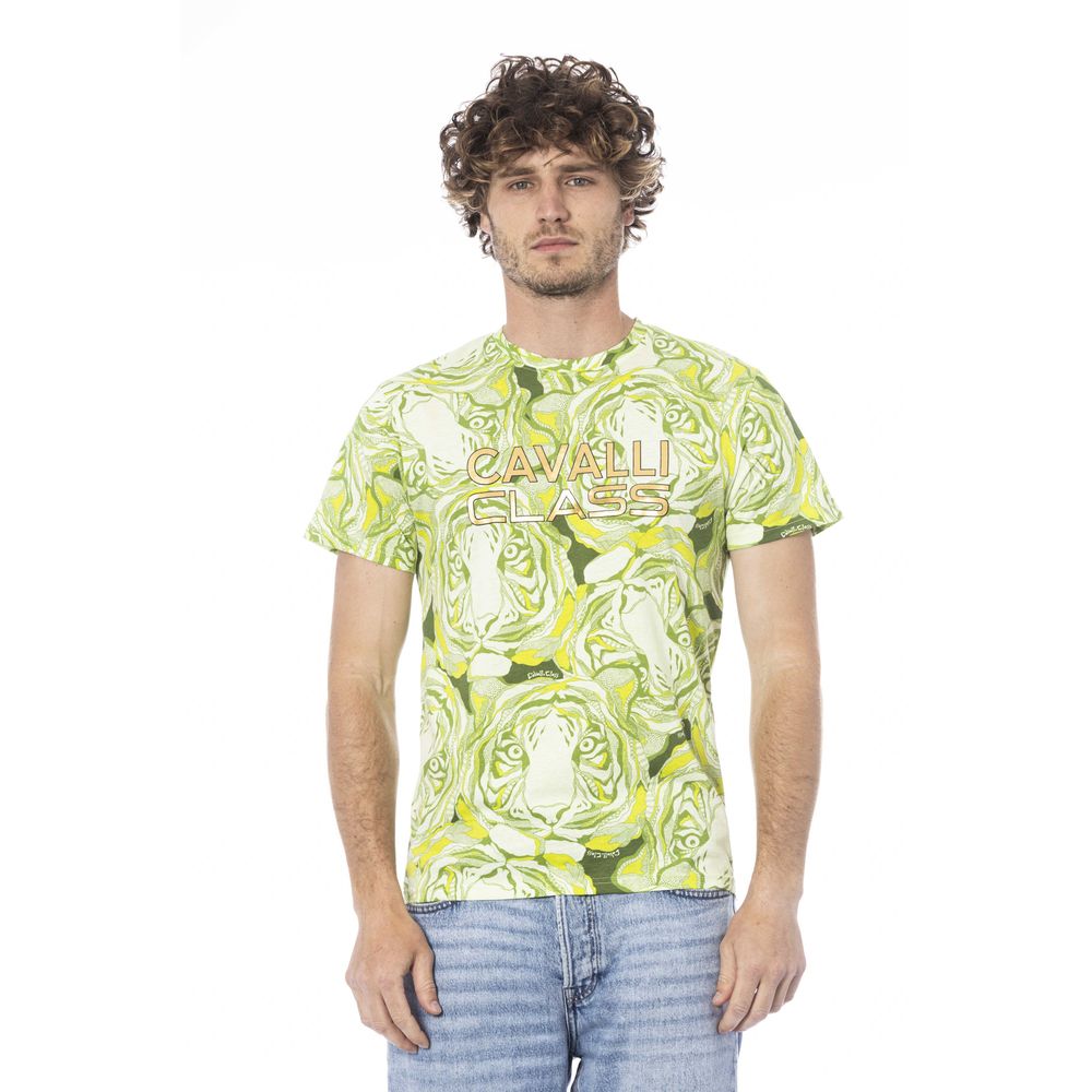 Cavalli Class Green Cotton Men T-Shirt -   -  Cavalli Class.