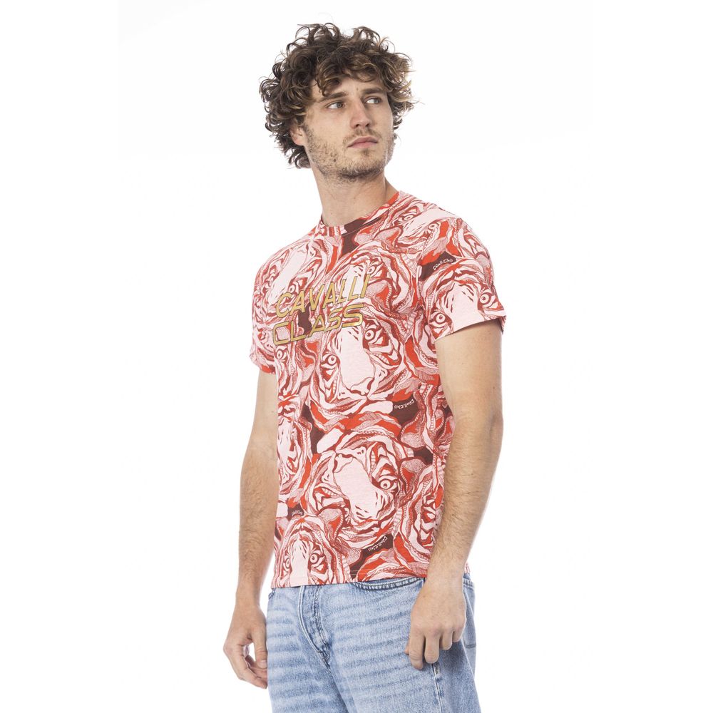 Cavalli Class Red Cotton Men T-Shirt -   -  Cavalli Class.